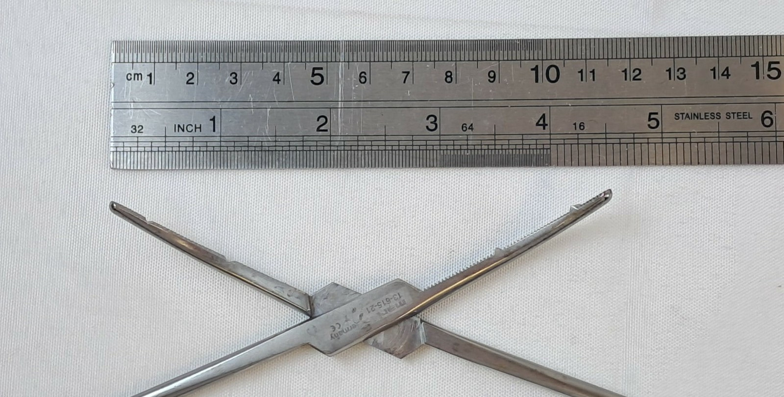 Lot of 2 KLS Martin 13-615-21, Heany Hysterectomy Forceps / Clamp, 8-1/2in.