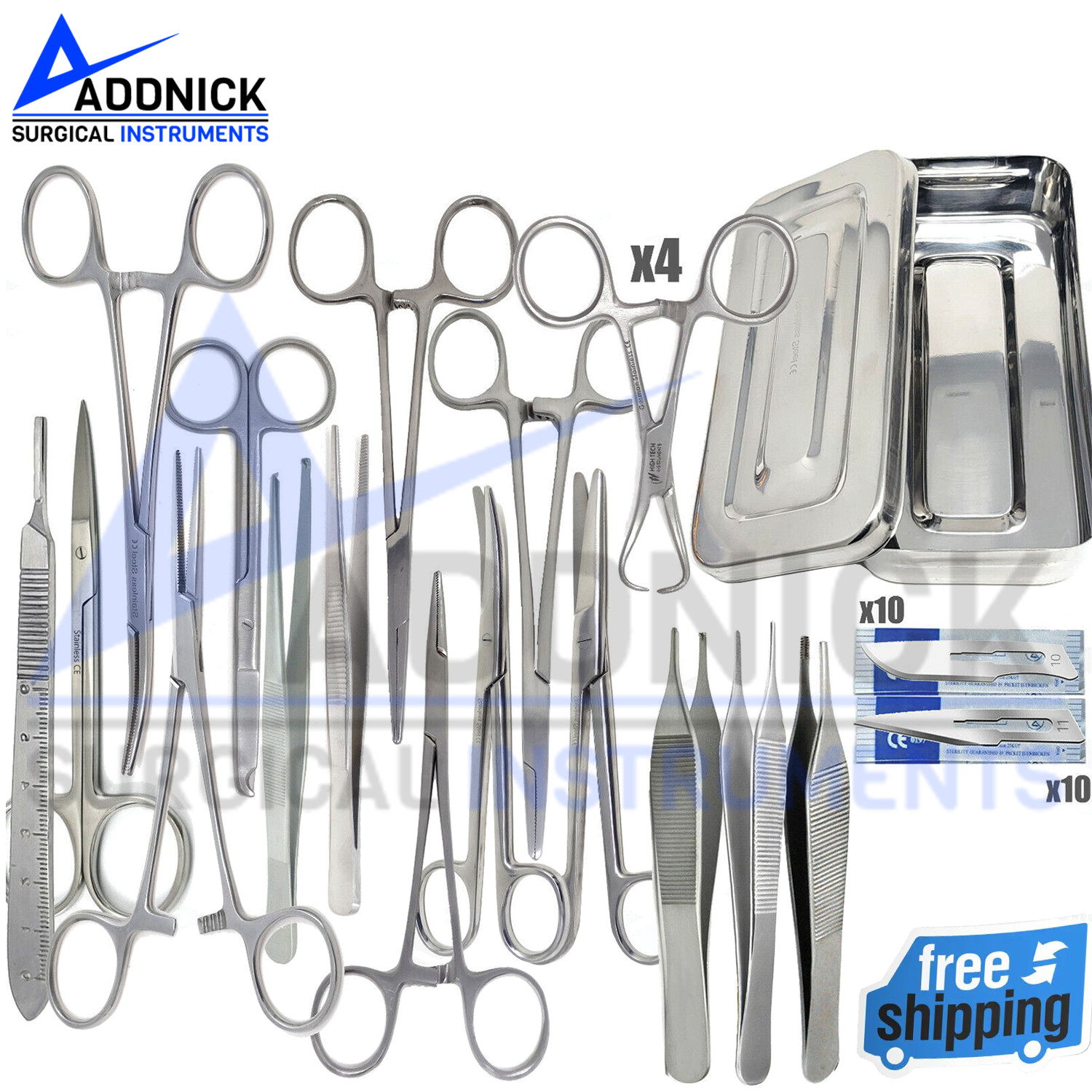 40 Pcs Small Animal Surgery Kit W / Instruments Box Dog, Cat Surgery Instruments