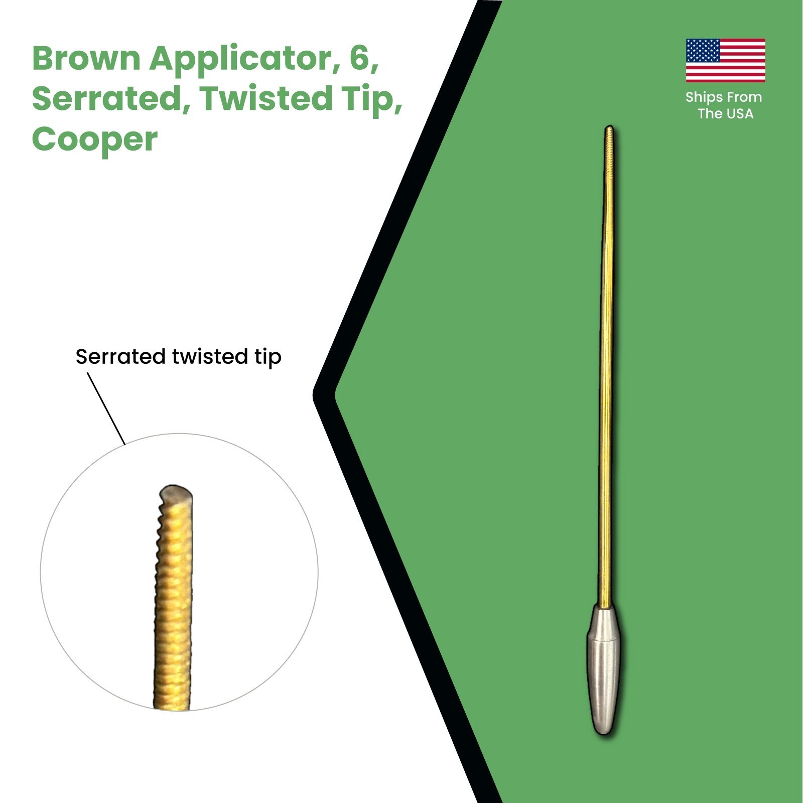 Brown Applicator, 6, Serrated, Twisted Tip, Cooper