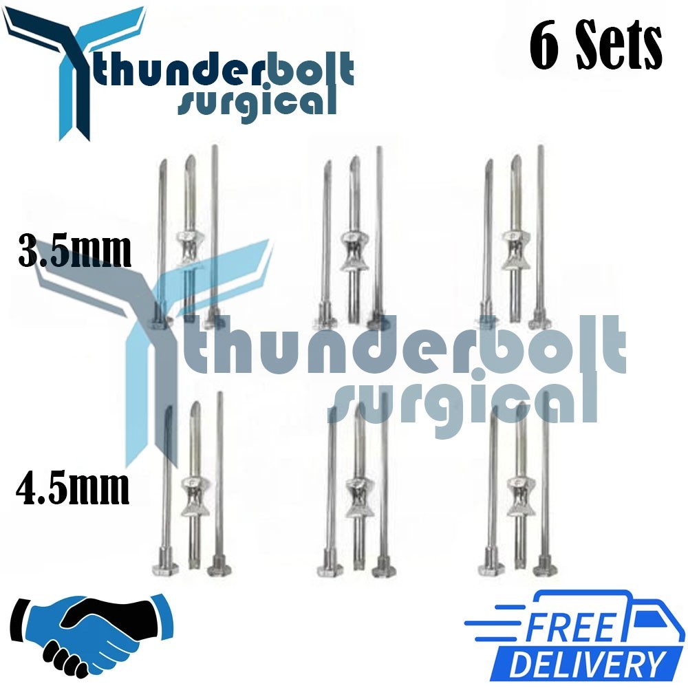 6 Sets HRT Trocar 3.5 mm and 4.5mm Hormone Replacement Pellet Insertion Kit