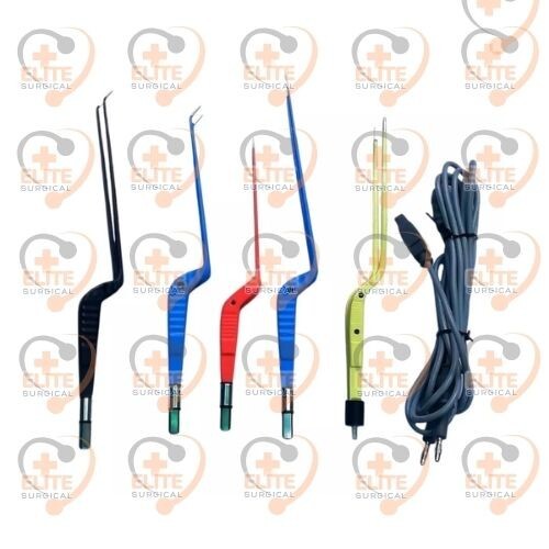 Set of 5 pieces of Bipolar Forceps Non Stick with reusable Cort 1mm tip 1.50tip