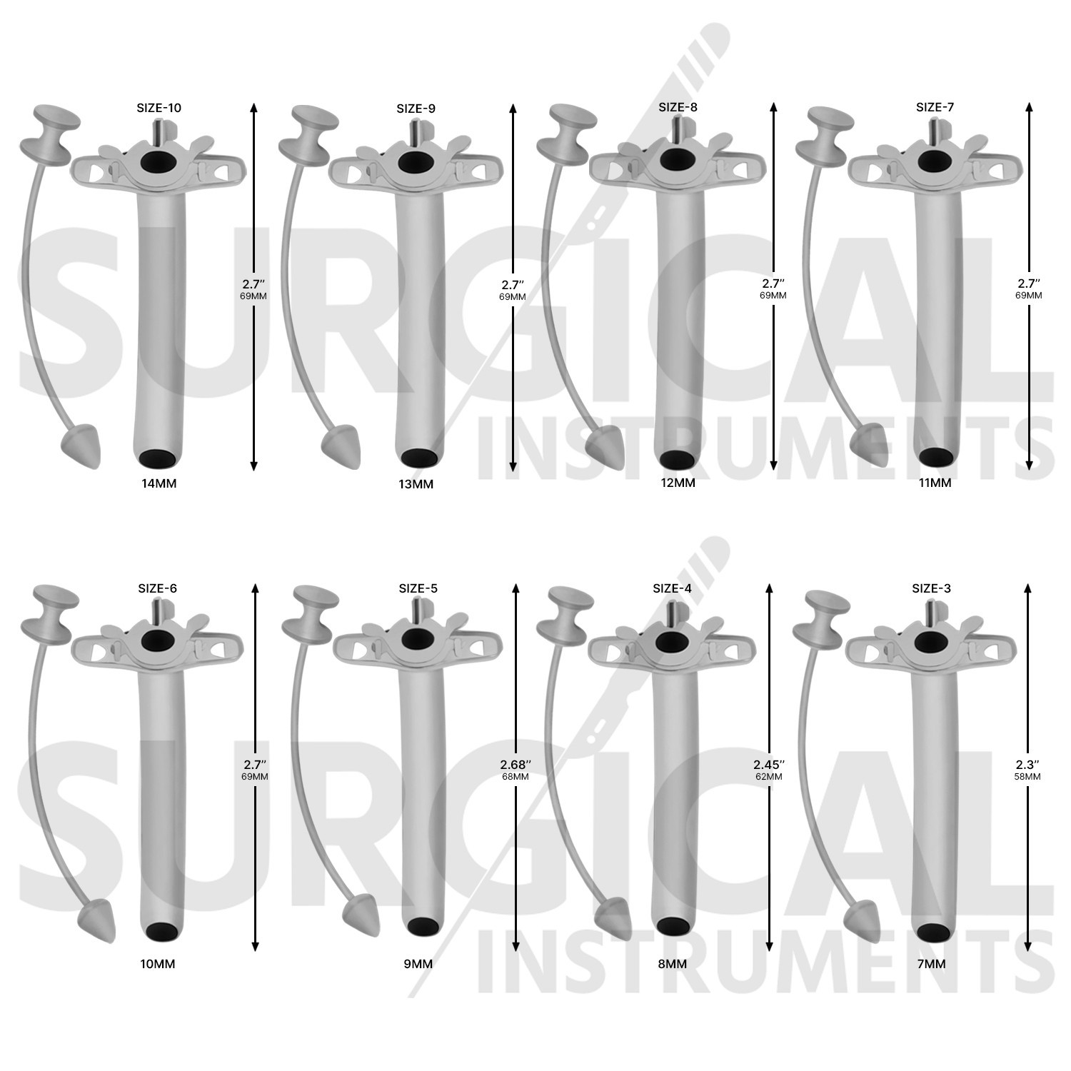 8 Pcs Jackson Trachea Tubes Set Surgical Size 5,6,7,8,9,10,11,12 German Grade
