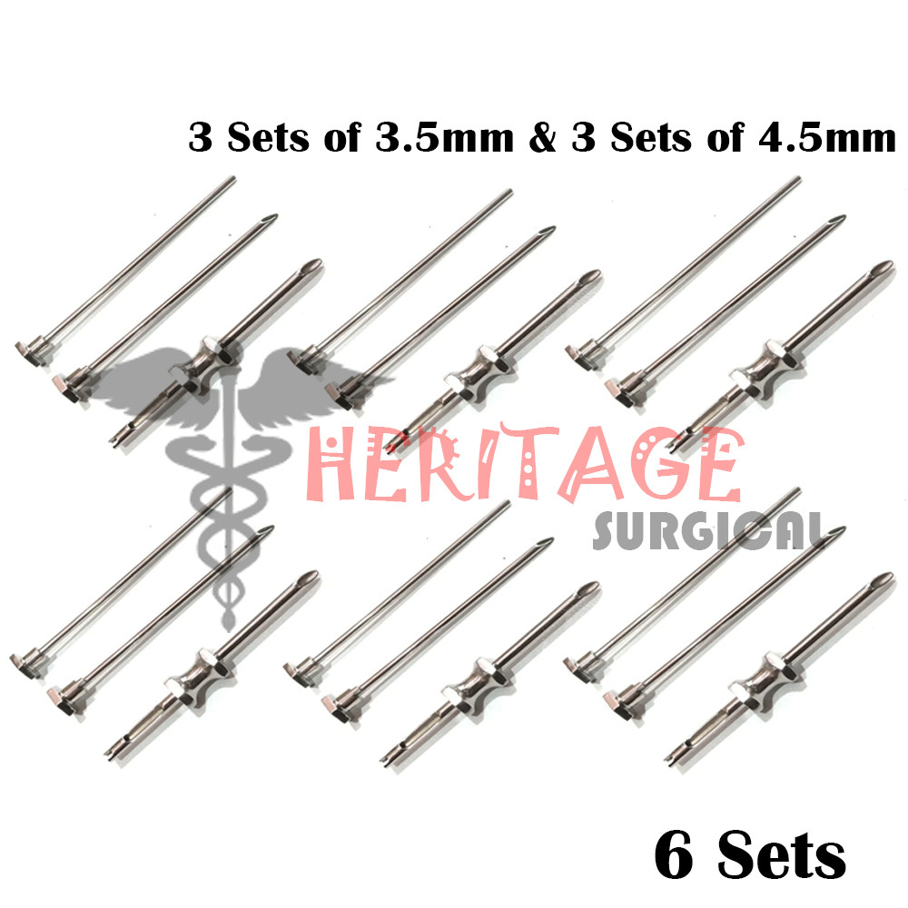 Set Of 6 HRT TROCAR 3.5mm And 4.5mm Cannula & Obturator