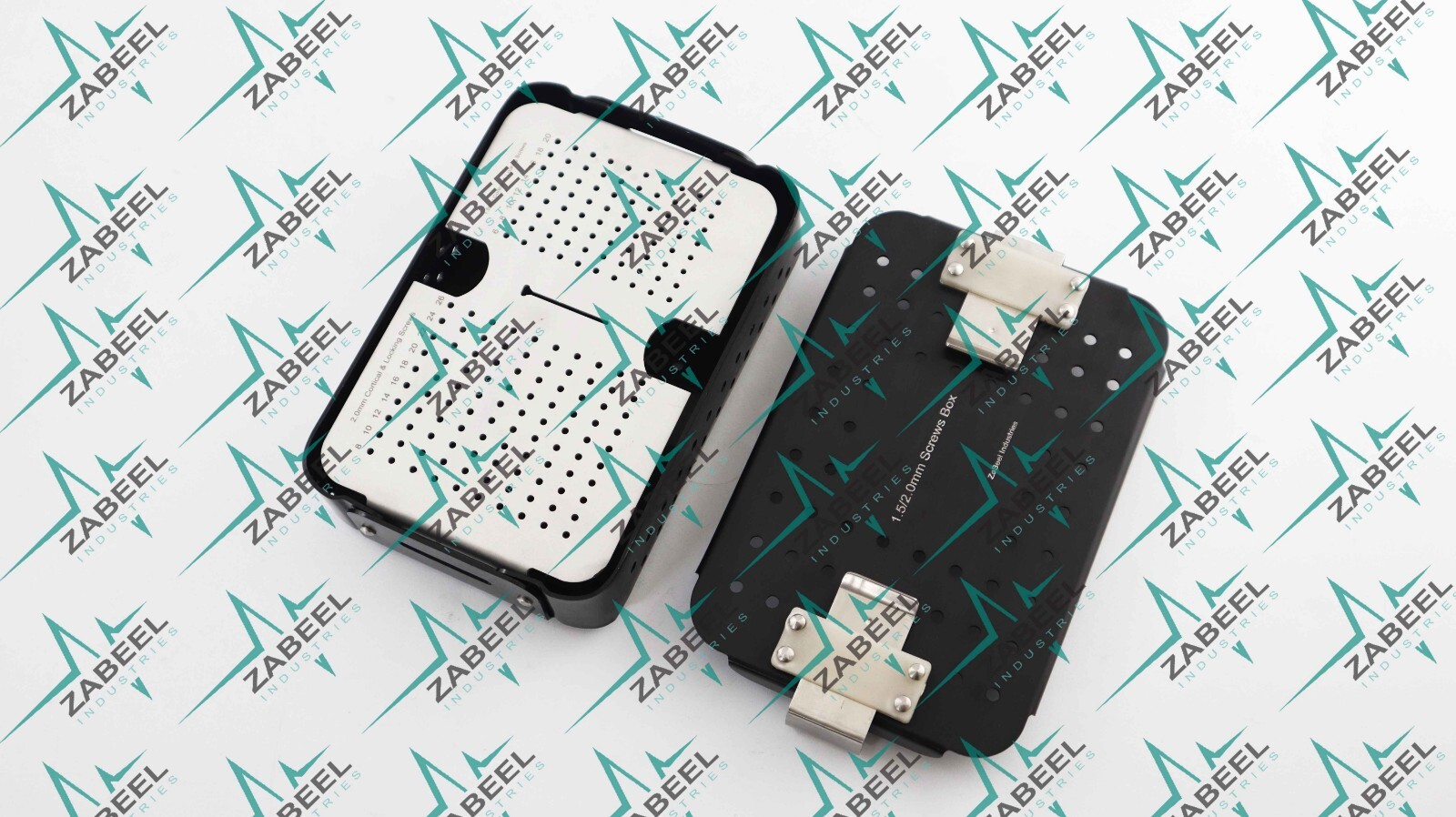 1.5mm, 2.0mm Cortical & Locking Screws Box, Rack, Sterilization Case Almunium ZI