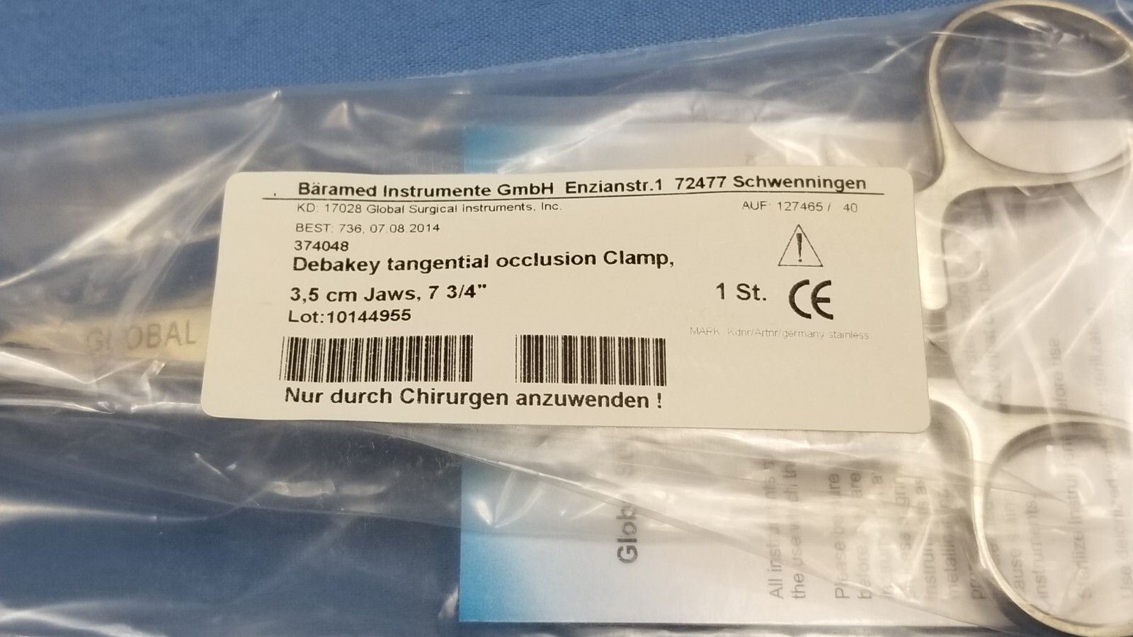 German Stainless Steel Debakey Tangential Occusion Clamps 374048