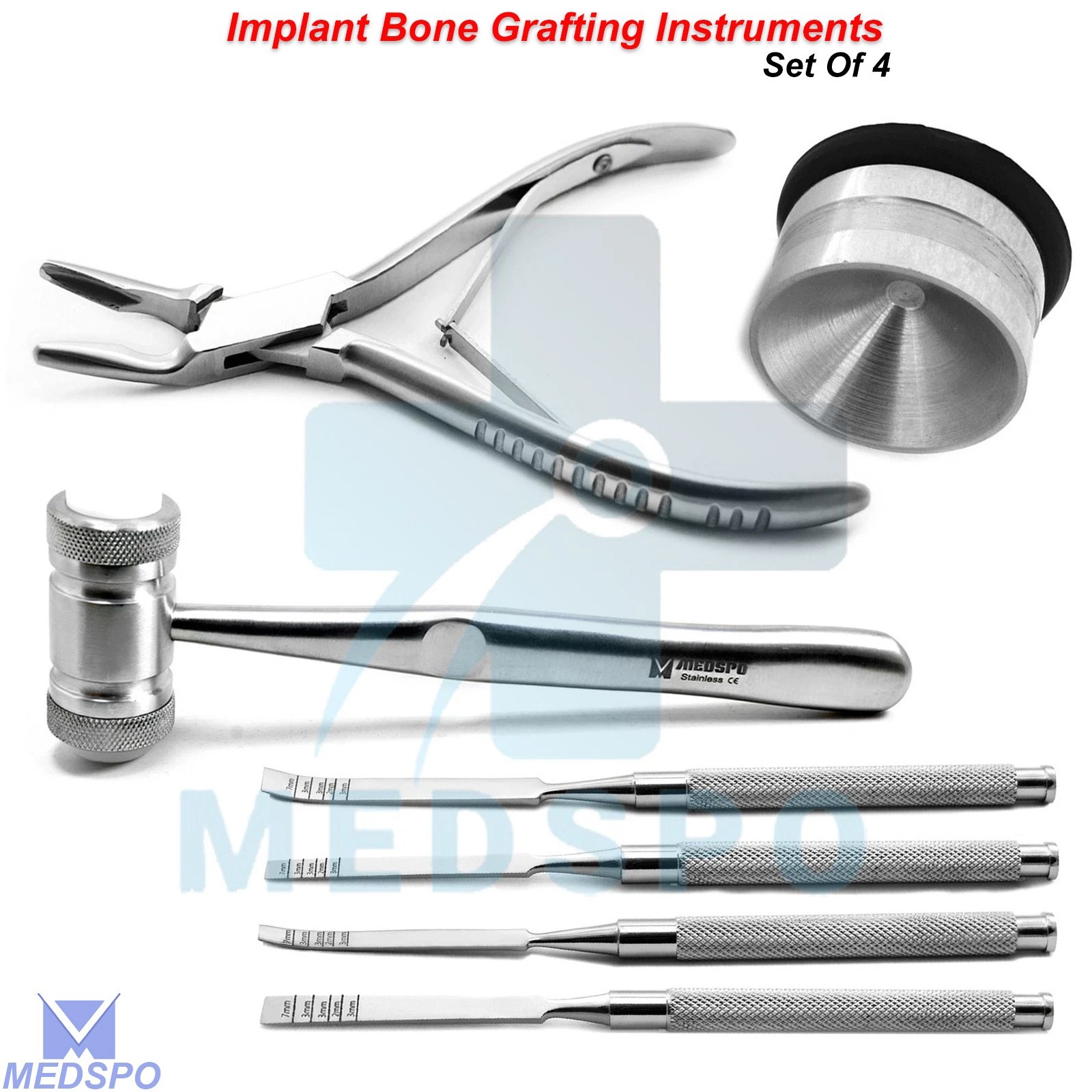 Implant Bone Grafting Osteotome Splitting Chisels Dental Surgical Mallet Hammer