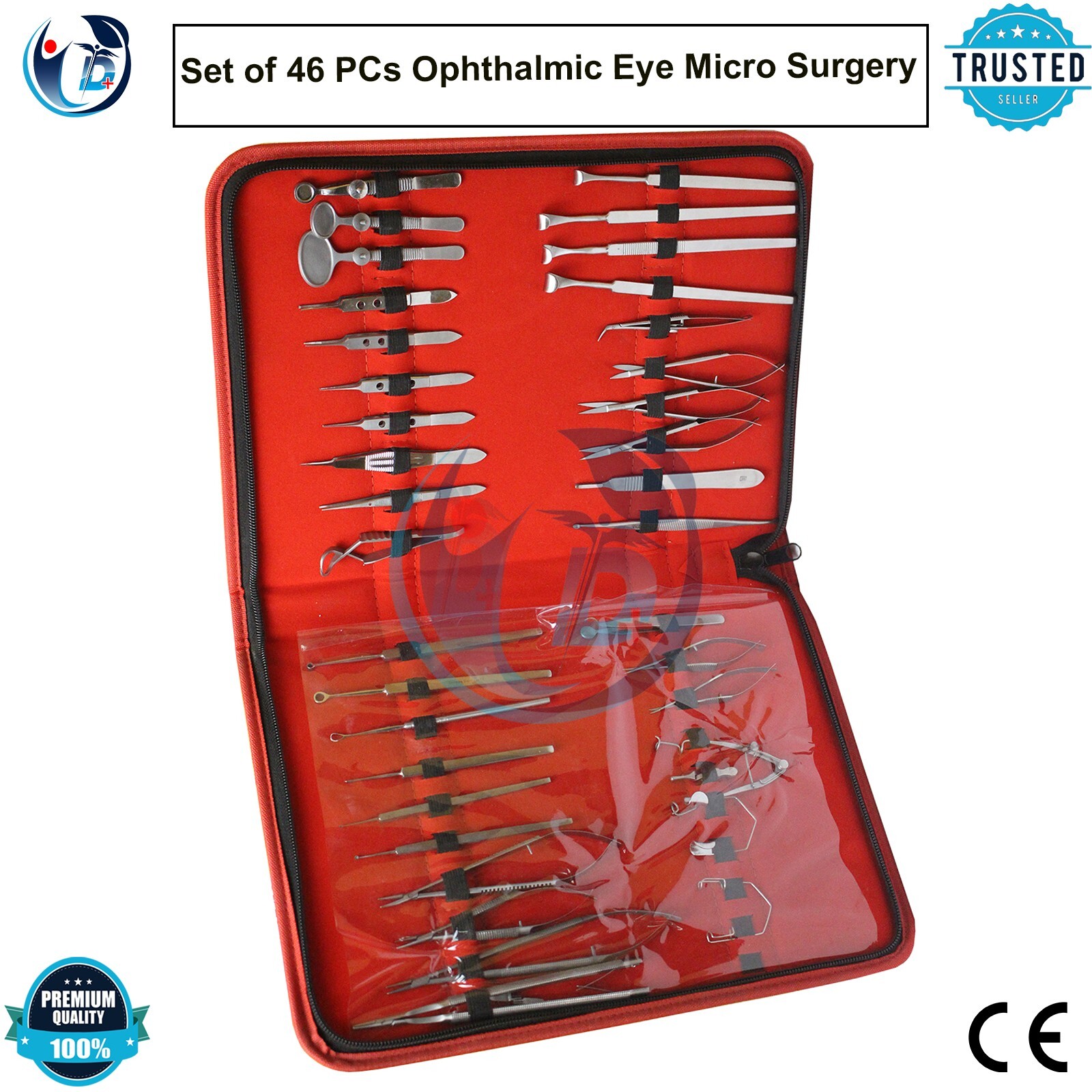 Set of 46 PCs Ophthalmic Eye Micro Surgery Surgical Instruments Set with Pouch