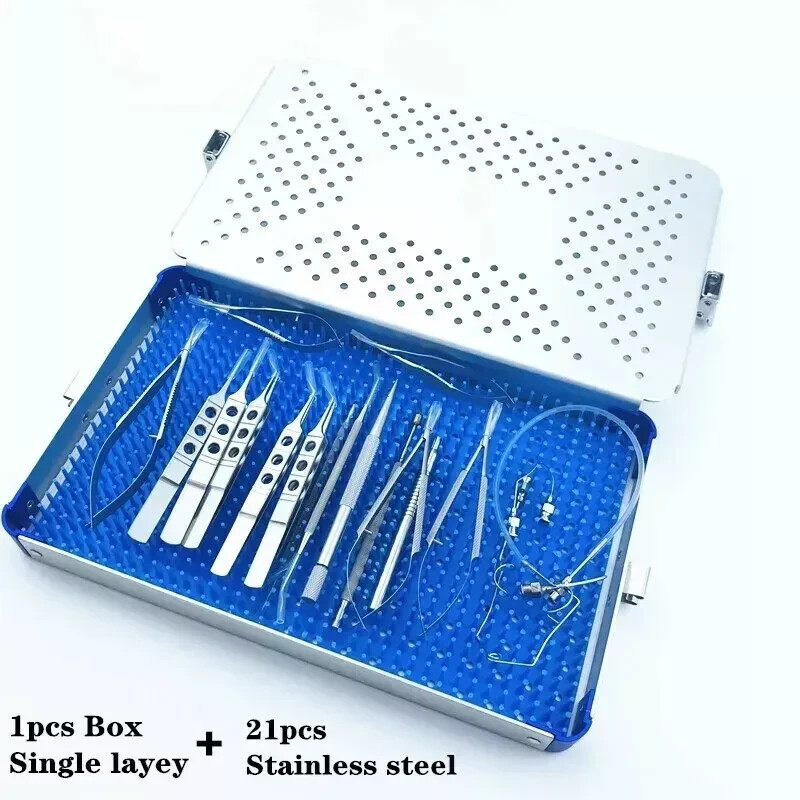 21 PCS Ophthalmic Cataract Eye Micro Surgery Surgical Instruments with case box