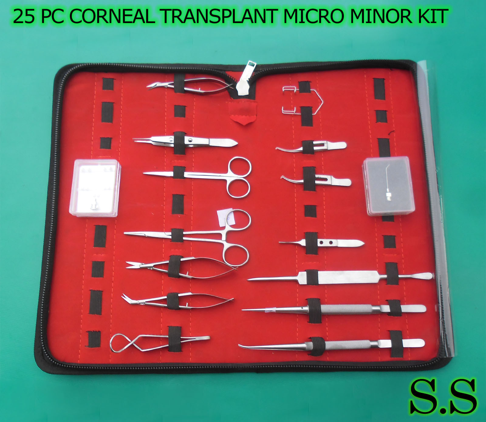 25 PC CORNEAL TRANSPLANT MICRO MINOR SURGERY SURGICAL OPHTHALMIC INSTRUMENTS KIT