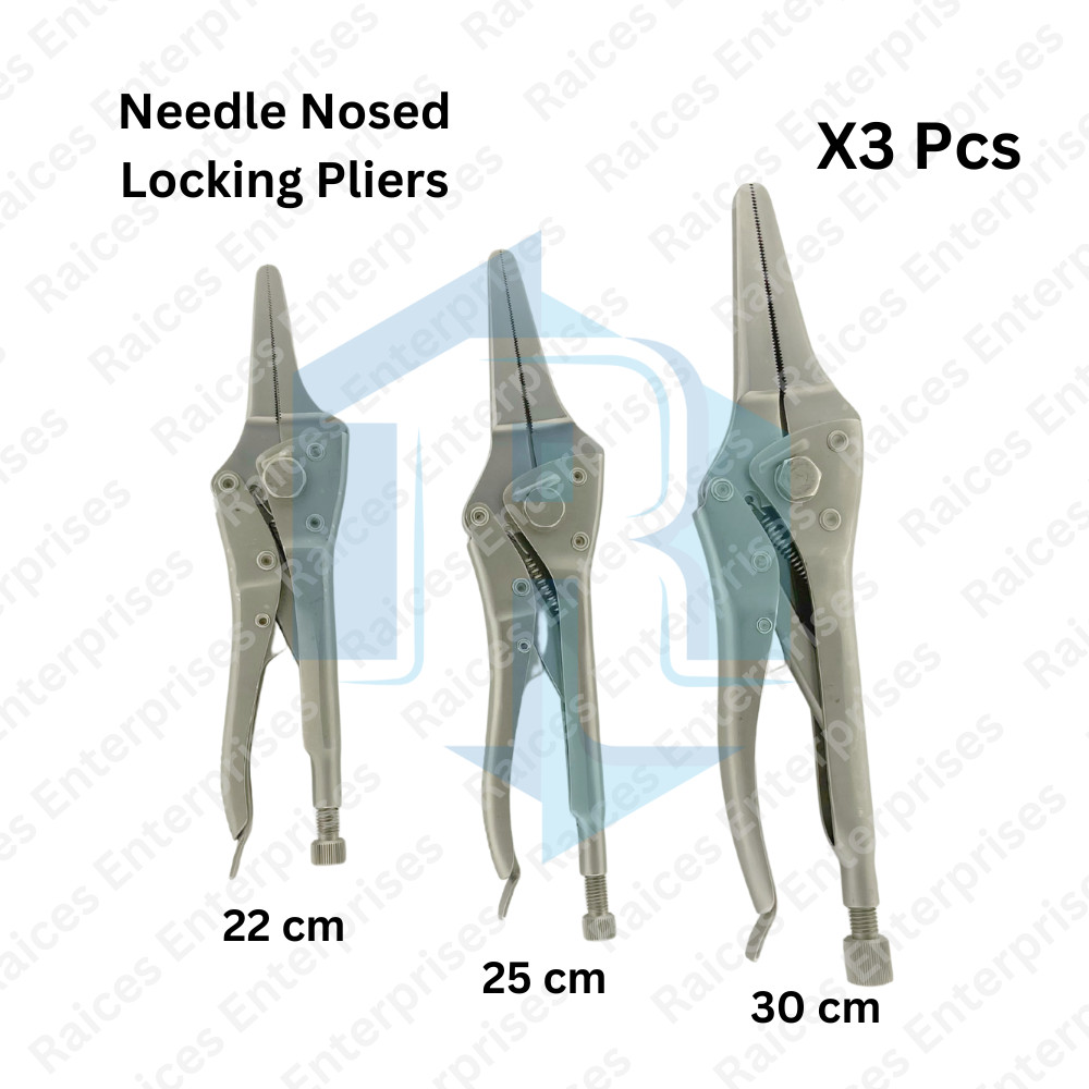 Needle Nosed Locking Pliers Set Of 3 Pcs Orthopedic Instruments