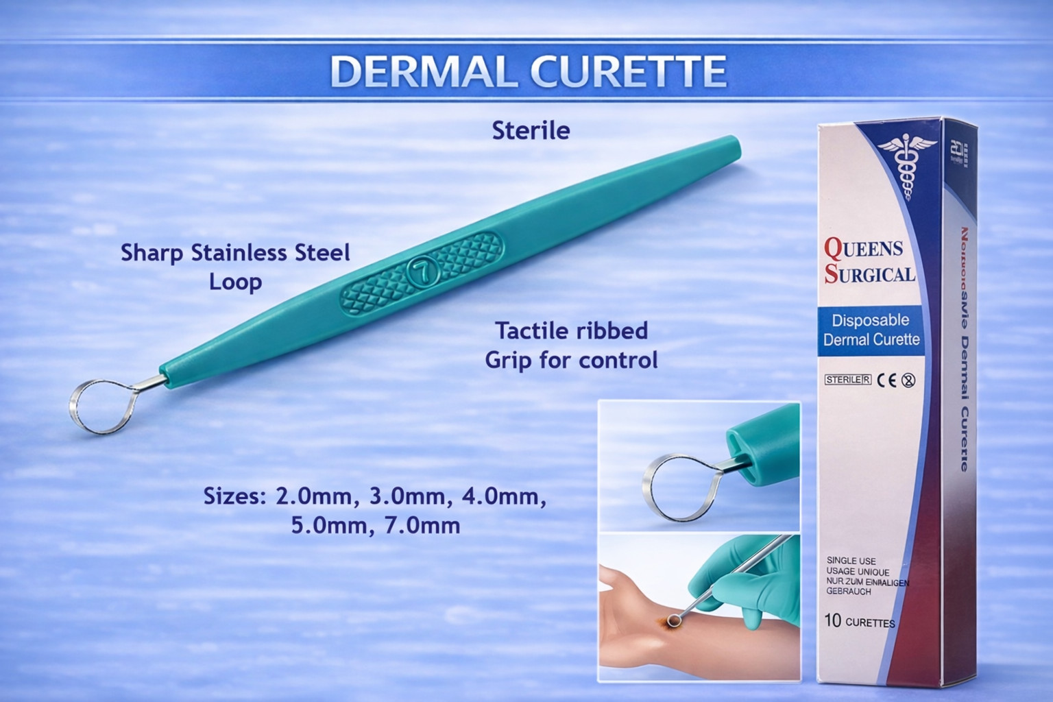 Disposable Dermal Curette – Sterile – Box of 10
