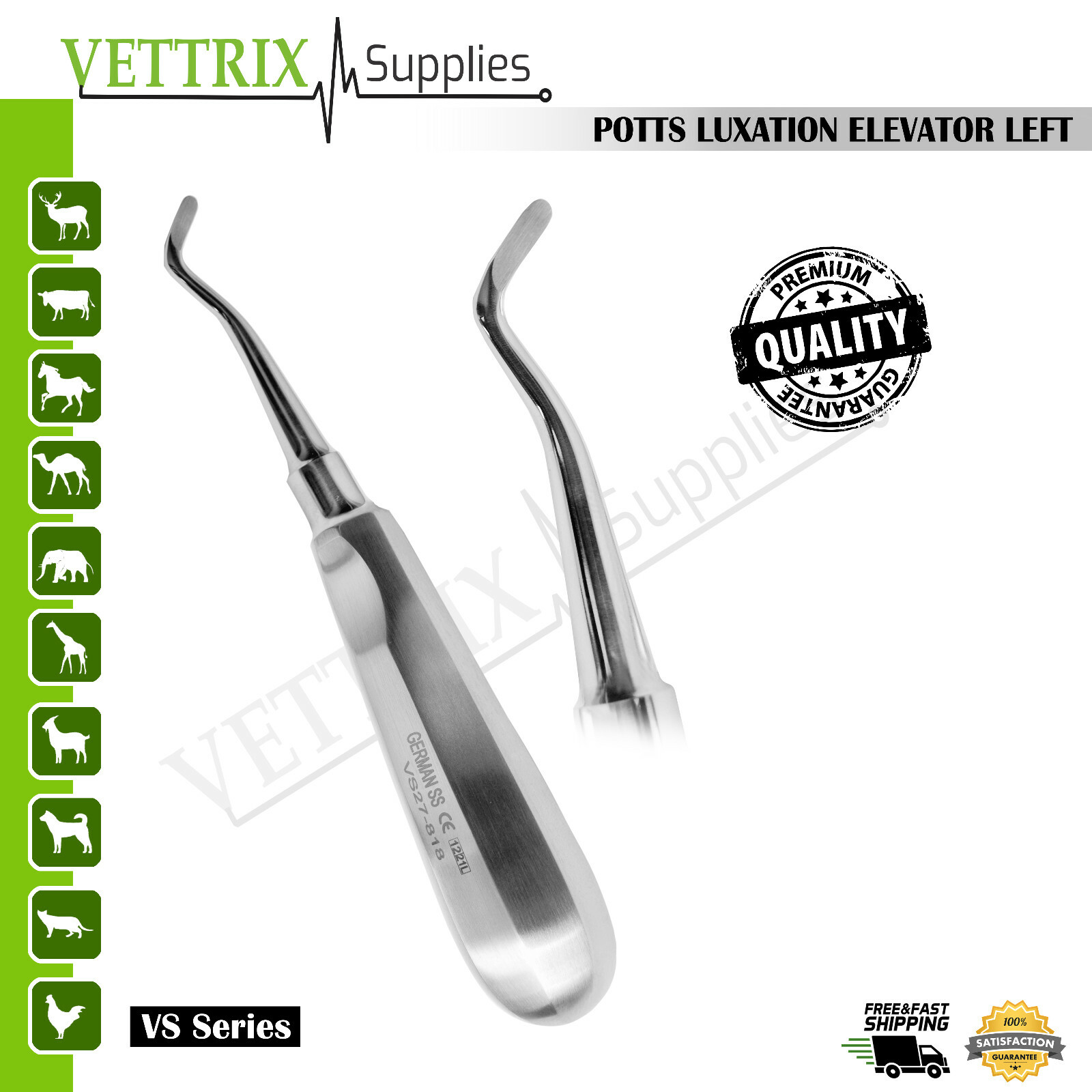 Potts Dental Luxating Elevators Left Premium German Surgical Instruments