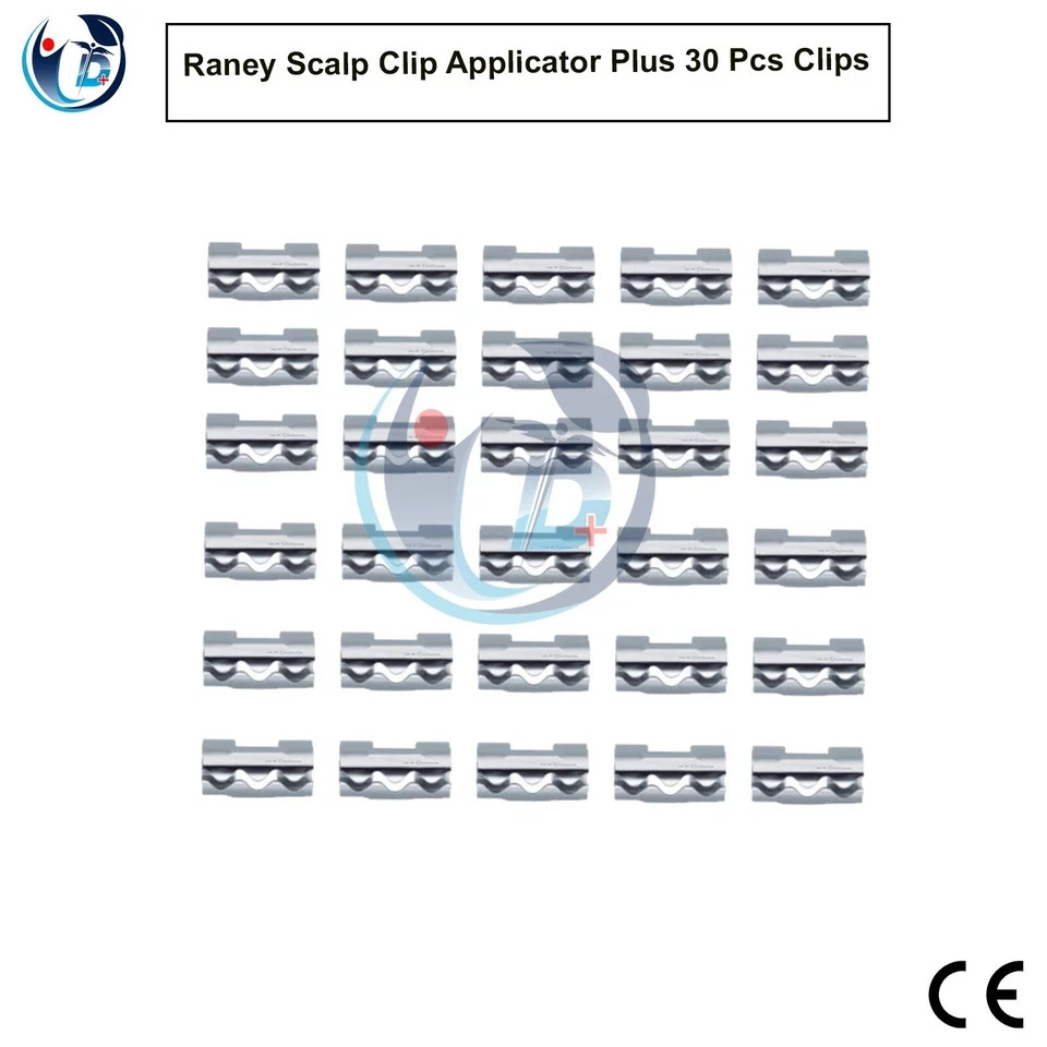 Raney Scalp Clip Applicator Plus 30 Pcs Clips Surgical Instruments Set