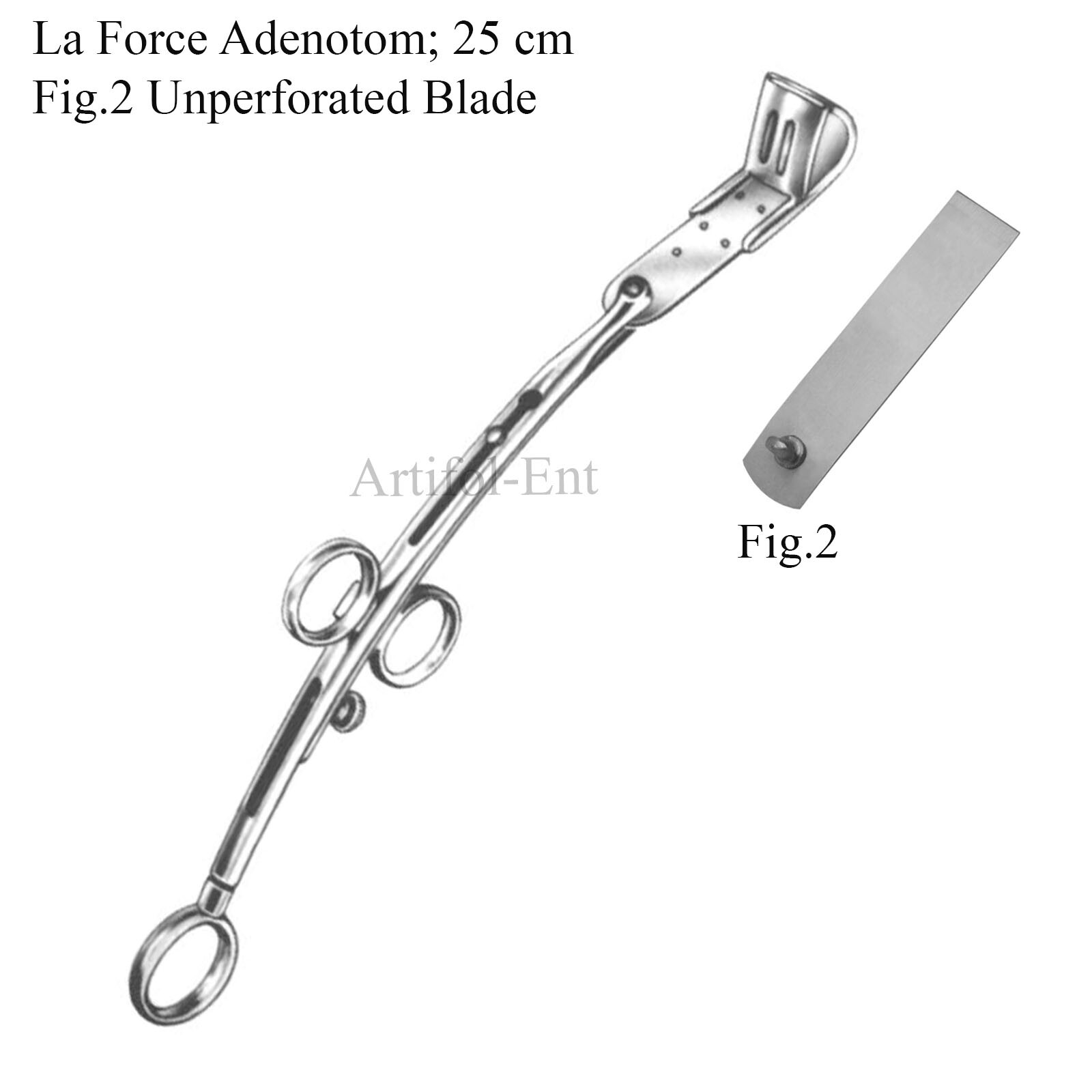 La Force Adenotom 25cm Fig.2 & Fig.3 Unperforated Blade for Otorhinolaryngology