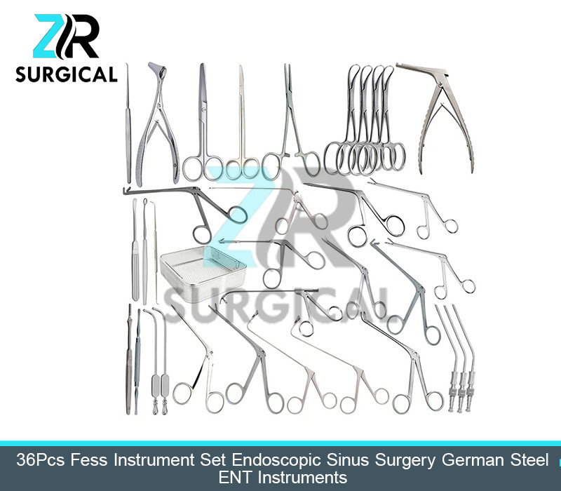 36Pcs Fess Instrument Set Endoscopic Sinus Surgery German Steel ENT Instruments