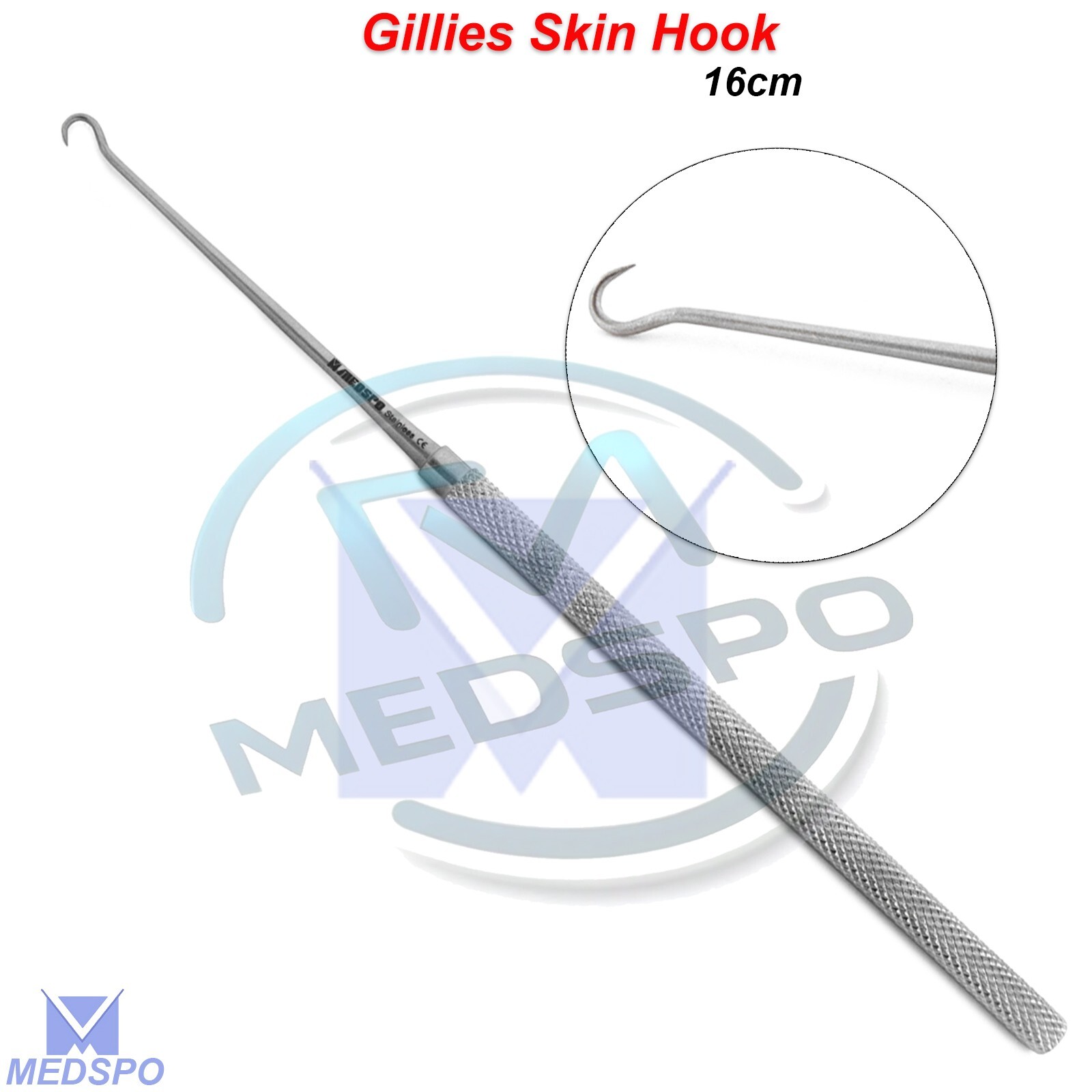 Gillies Skin Hook Retractor Surgical Dermatology Single Prong Retractor 16-cm