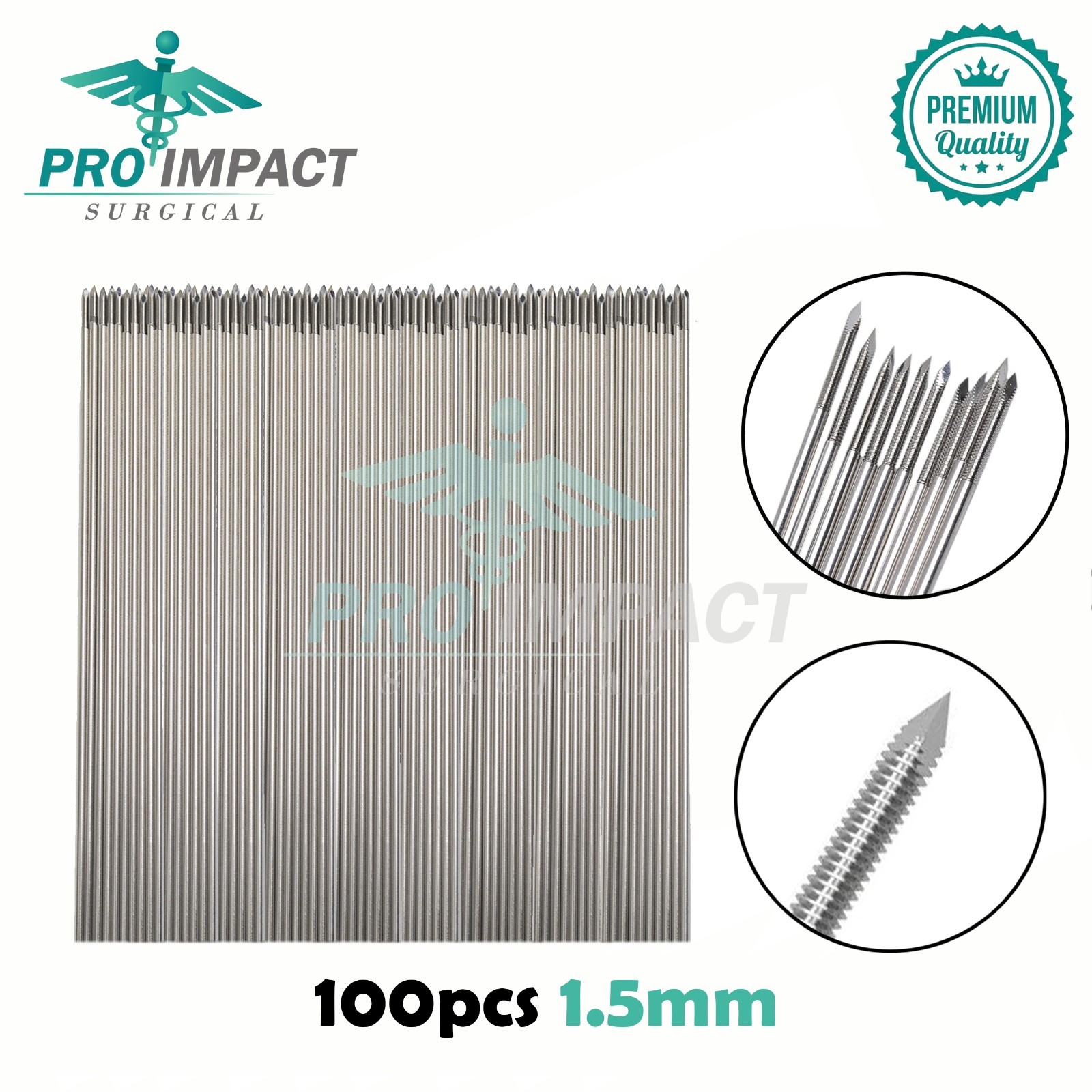 100pcs Orthopedic Kirschner Threaded K-Wire 1.5mm Kirschner Wire Pins Veterniary