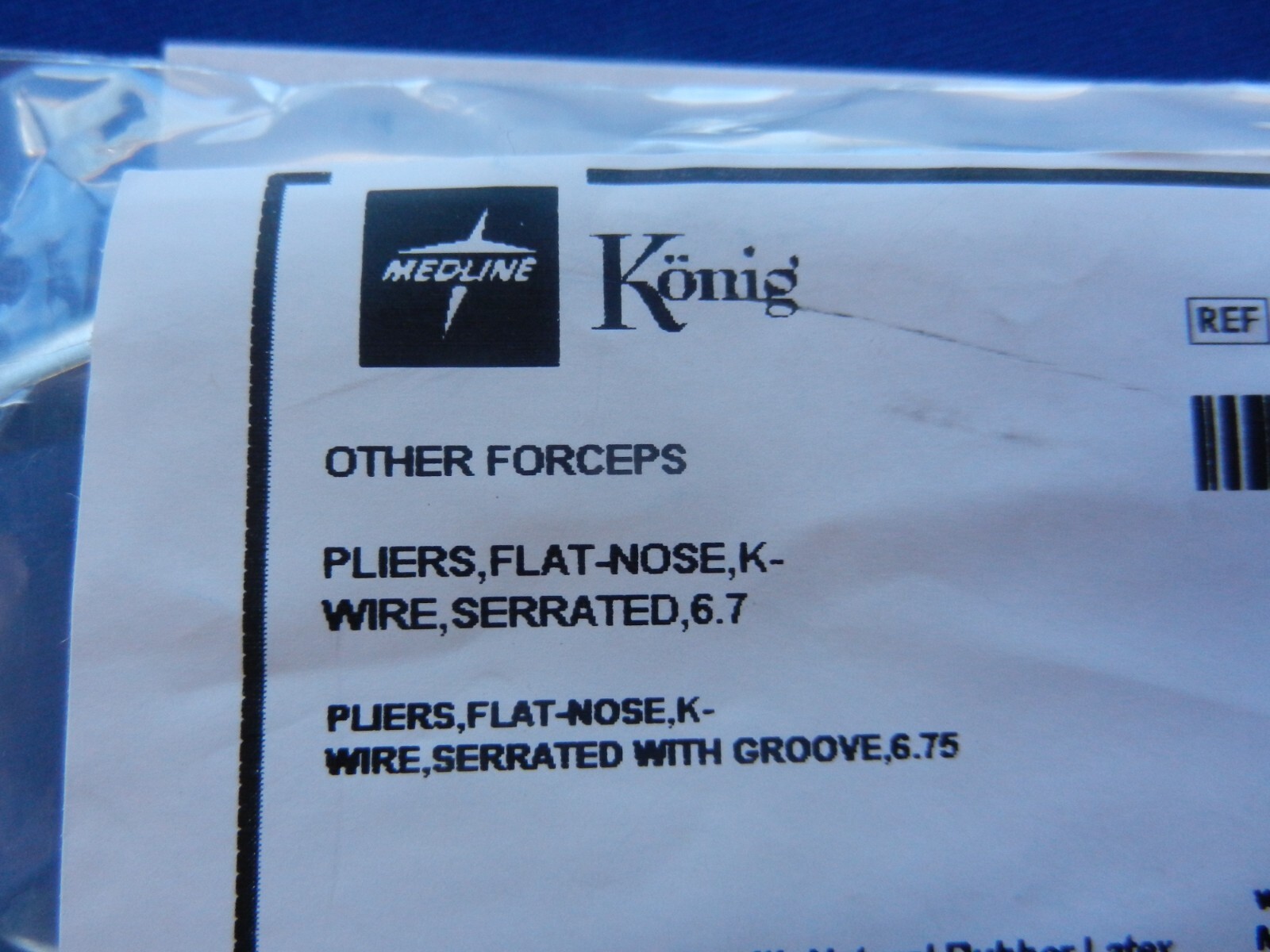 E4775 ***NEW*** Konig MDG1807256 Flat Nose “K” Serrated Pliers with Groove