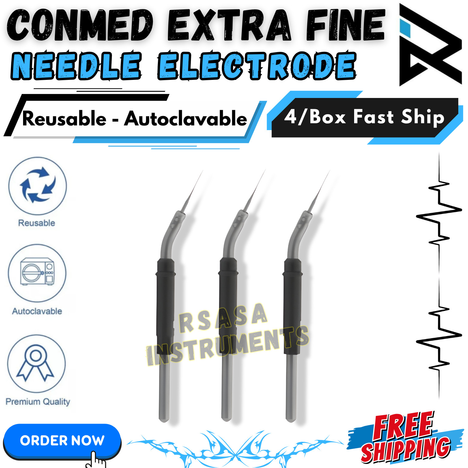 ConMed Extra Fine Reusable EMG Needle Electrodes – 6/Box – USA Fast Shiping