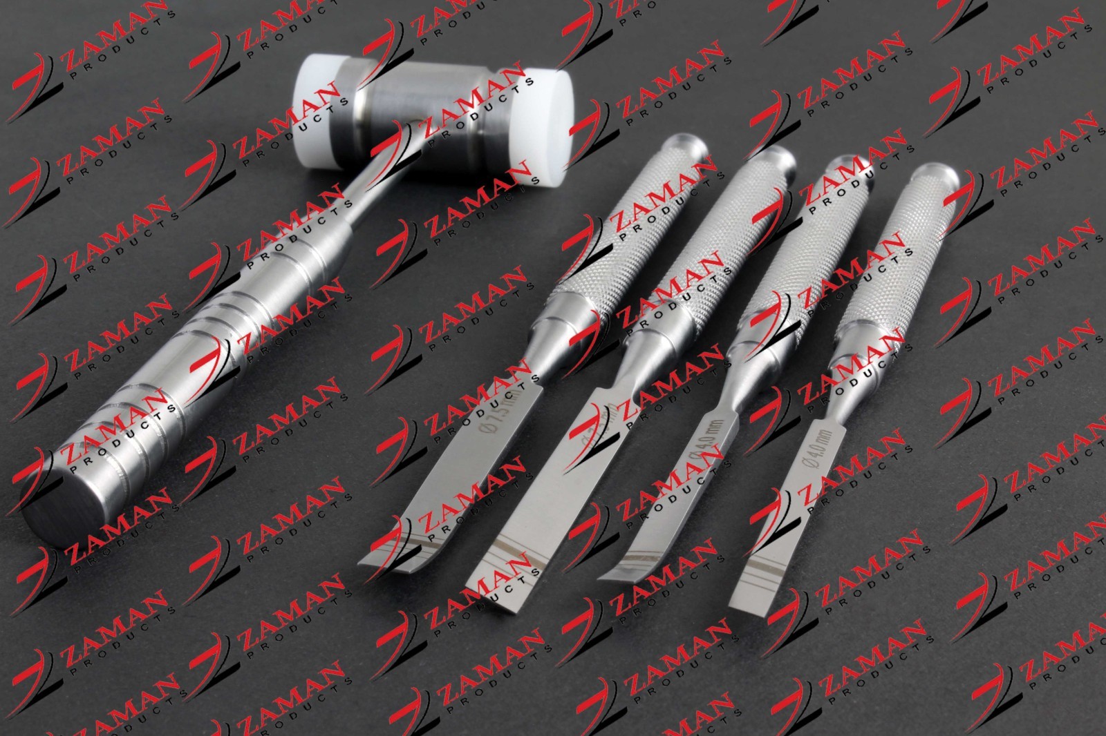 Ridge Splitting Bone Chisels with Mead Mallet Dental Periodontal Inst 5 PCs Set