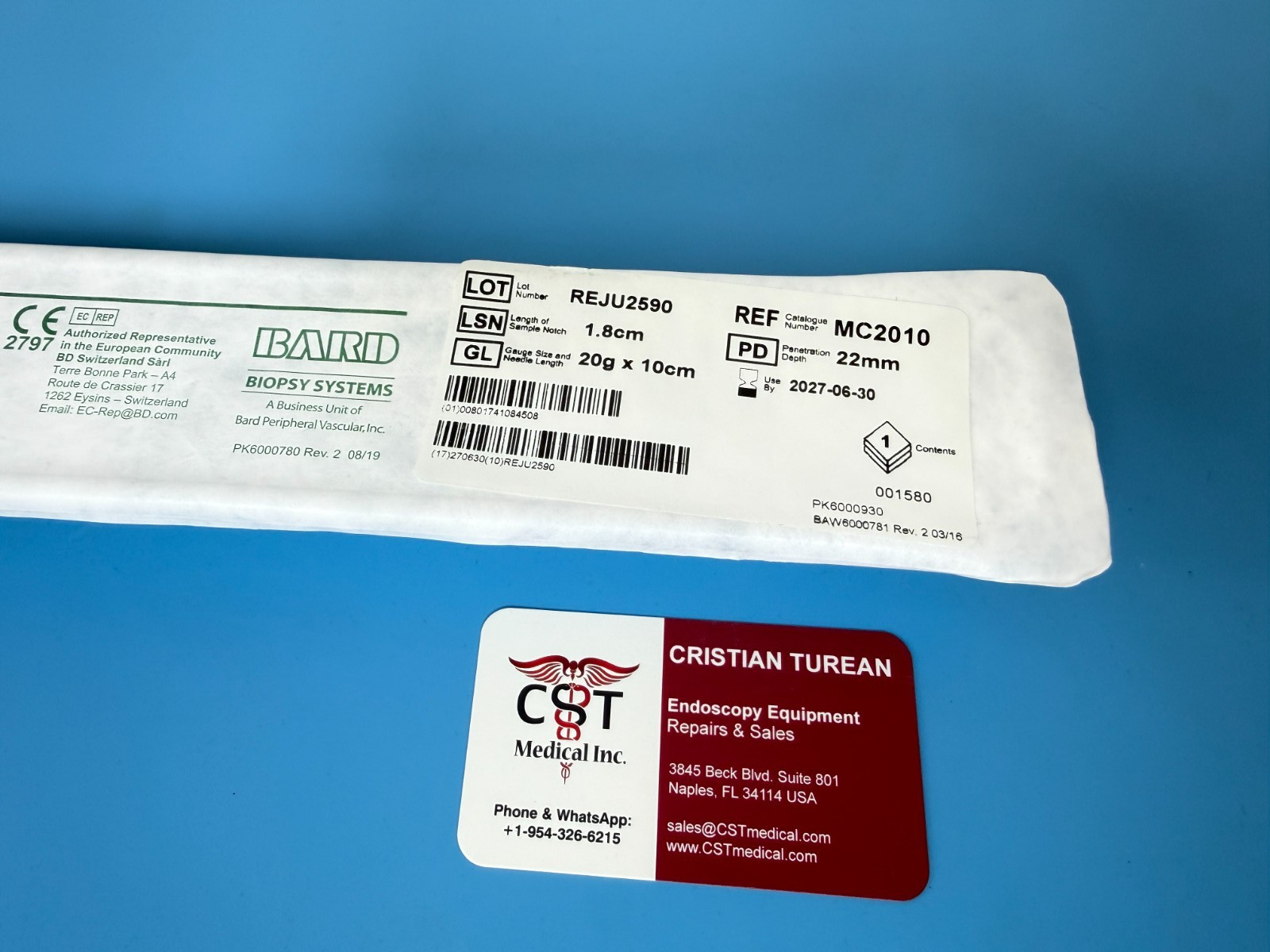 CR Bard Max-Core Biopsy Instrument REF#MC2010, 20G x 10cm. Set of 12 units