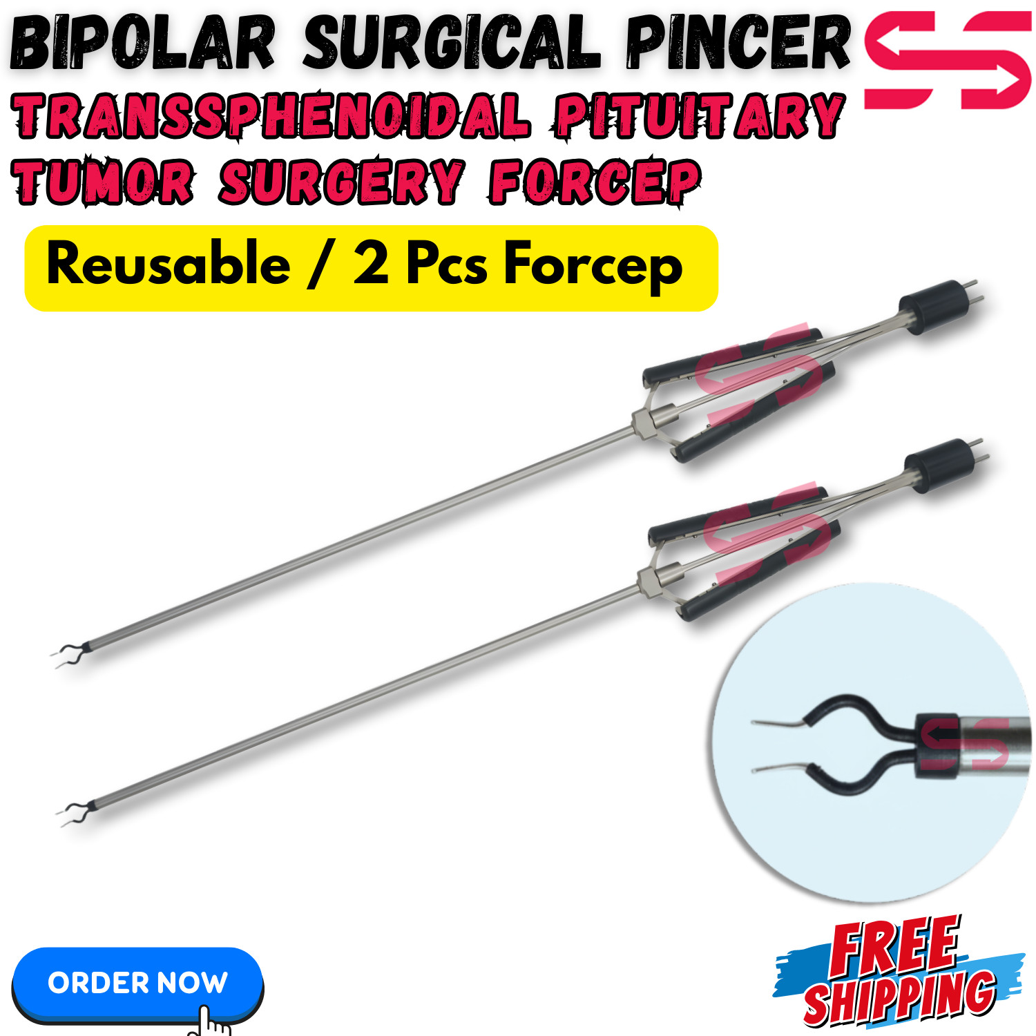 2X Bipolar Surgical Pincer Forceps – Transsphenoidal Pituitary Tumor Removal CE