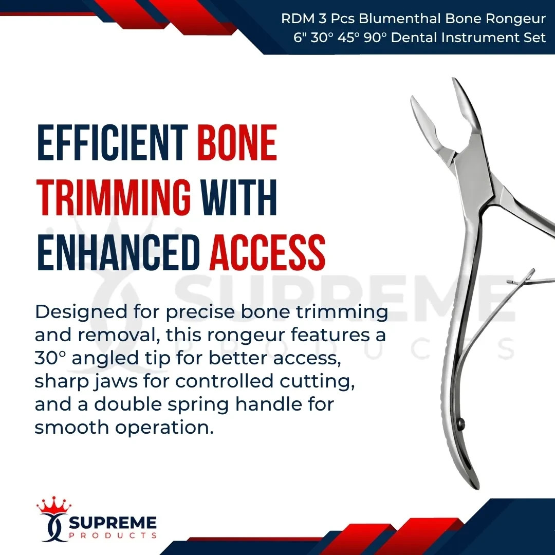 RDM 3 Pcs Blumenthal Bone Rongeur 6″ 30° 45° 90° Dental Instrument Set