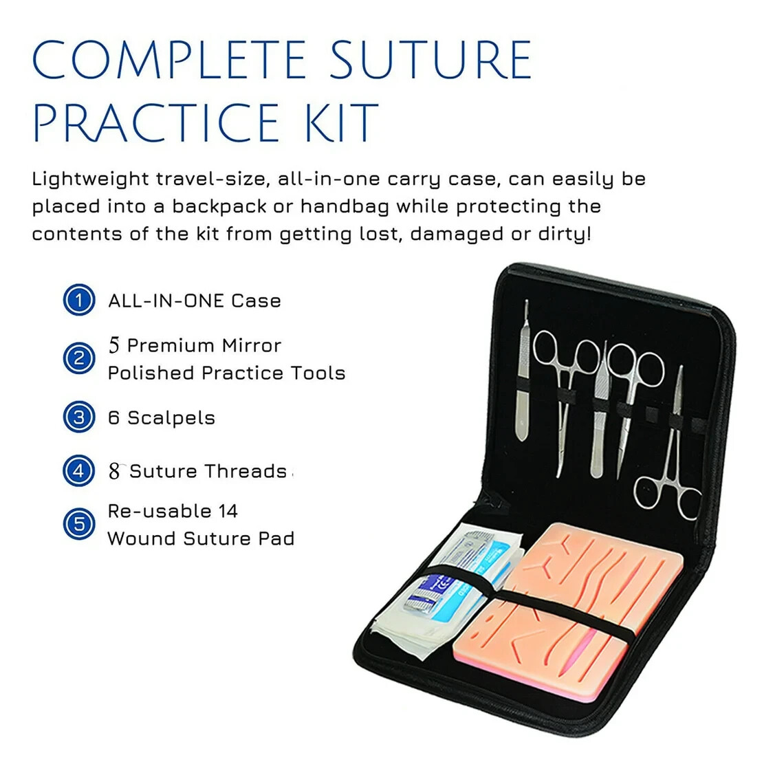 33Pcs Suture Laceration Medical Student Surgical Instruments Set Kit dissecting