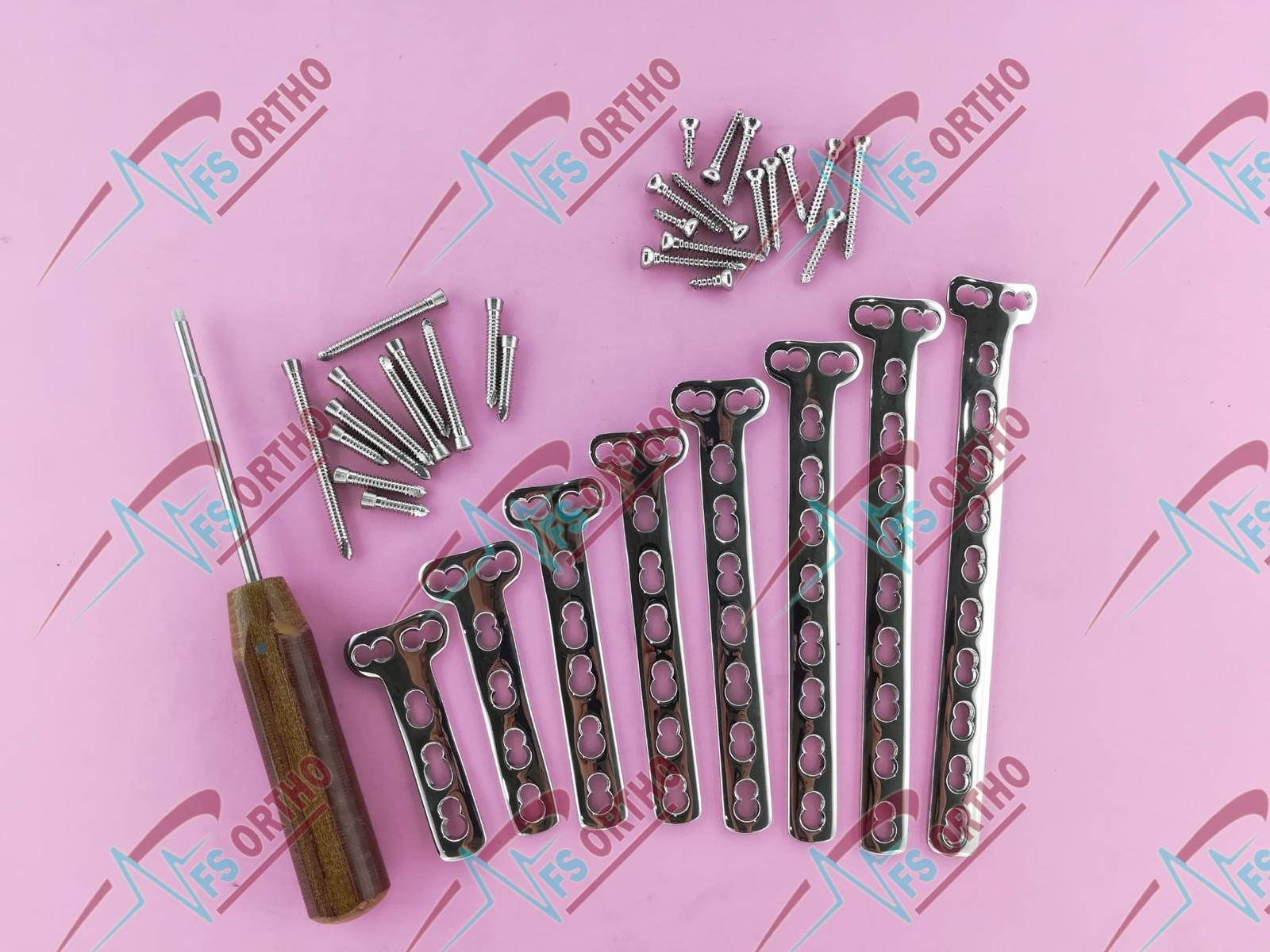 4.5mm T-Standared Plate 3 to 10 Holes & 4.5mm With screw 70 Pcs -SS 316L