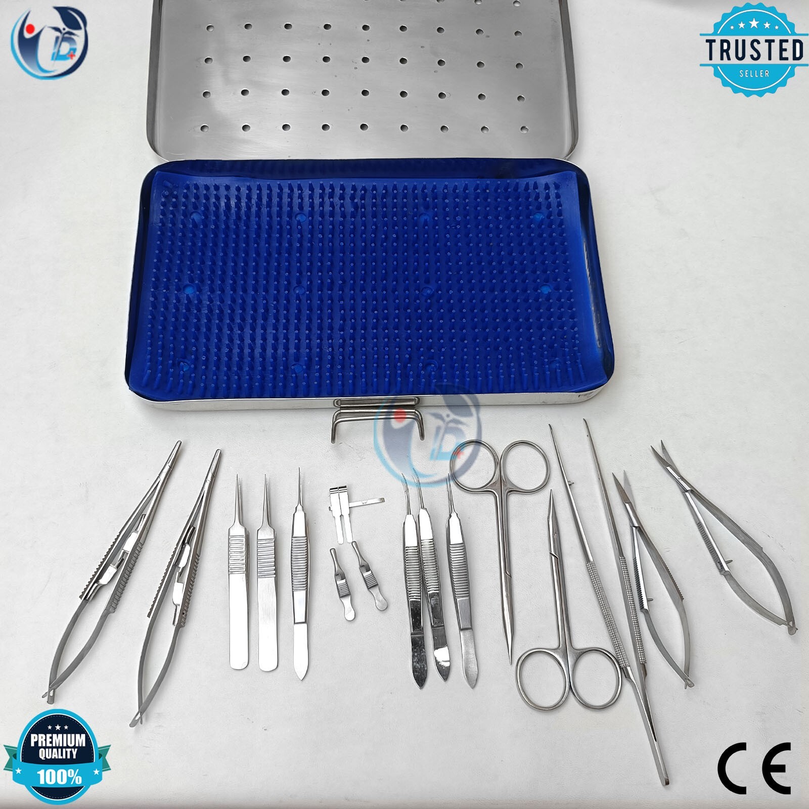 Micro Hand Surgery Instruments Kit Microvascular Clamp Surgical Suture Kit 17Pcs