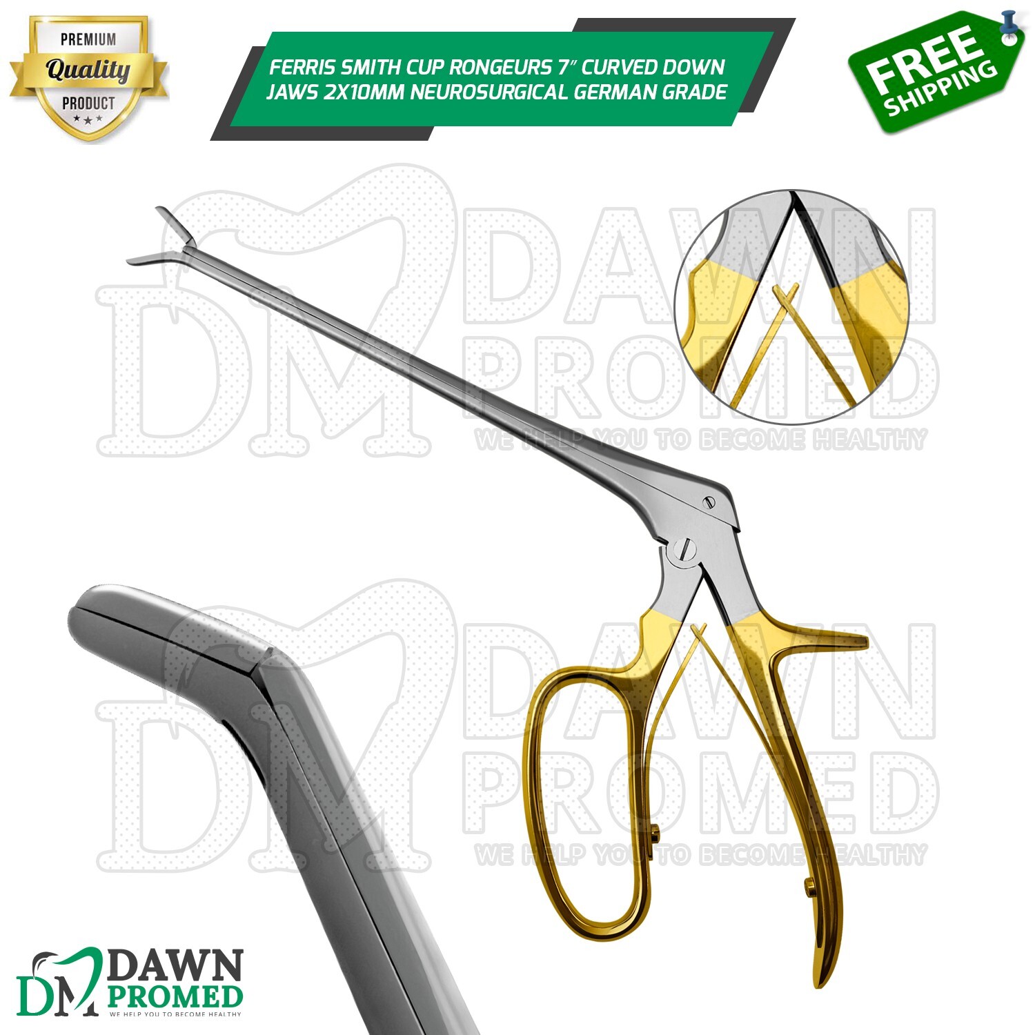 Ferris Smith Cup Rongeurs 7” Curved Down Jaws 2x10mm Neurosurgical German Grade