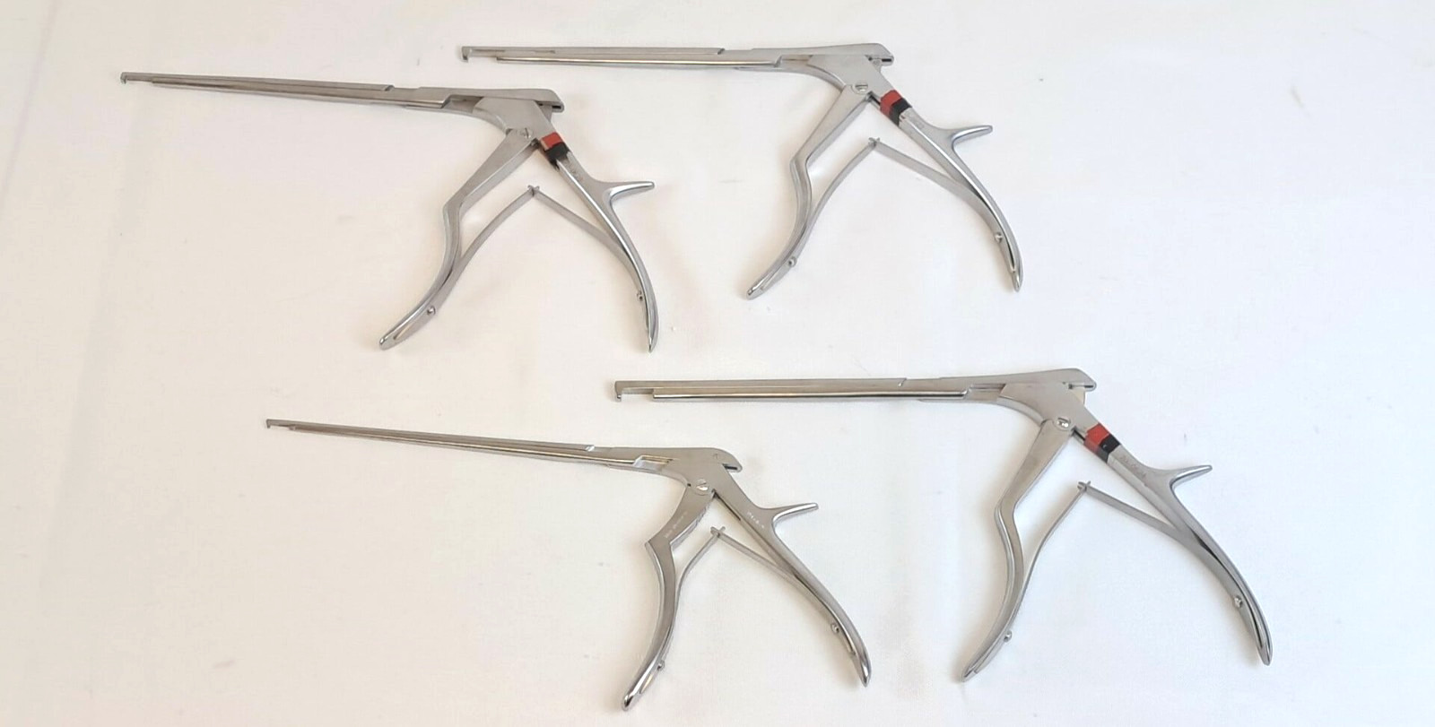 Set of 4 V. Mueller Boss 1 3 4 & 5mm x 90° Down x 8″ Kerrison Rongeurs Ortho