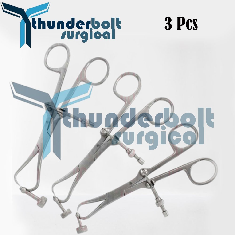 Plate Holding & Drill Guide Forceps (Set of 3) Veterinary Orthopedic Instruments