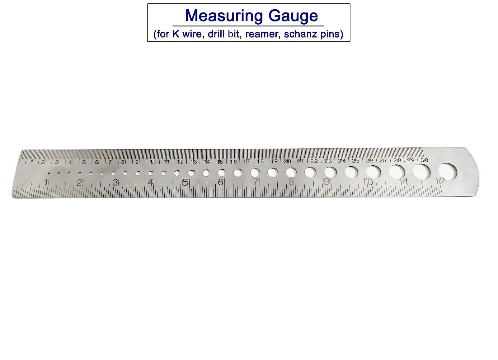 Orthopedic Measuring Gauge Scale for K-Wire, Drill Bit, Screw, Steinman Pin SS