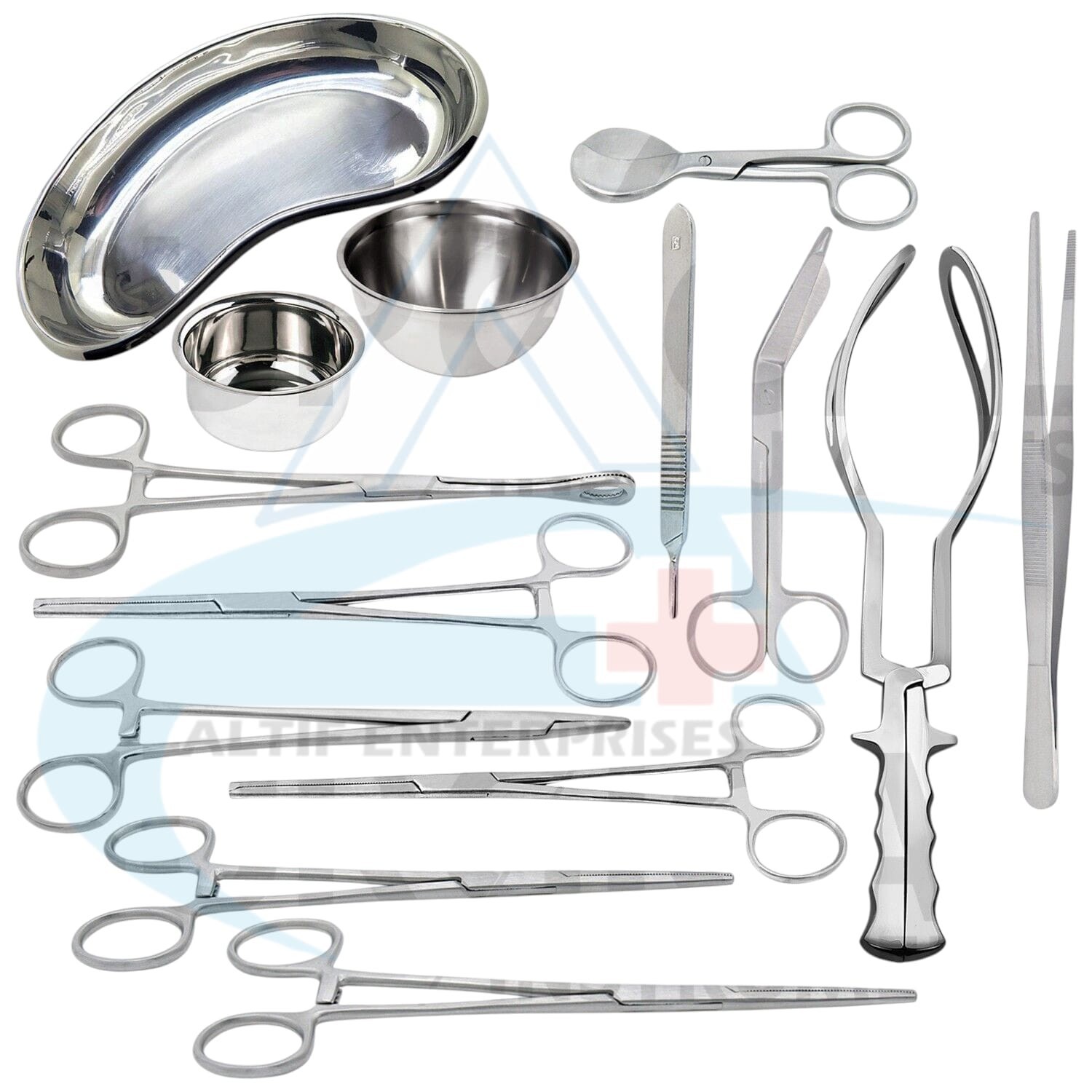 Basic Delivery Set Stainless Gynecology Surgical Instruments German Grade 16 Pcs