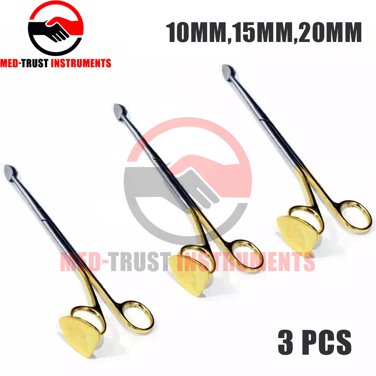 Trepsat Facial Flap dissector scissors set of 3pcs,10mm,15mm,20mm total length