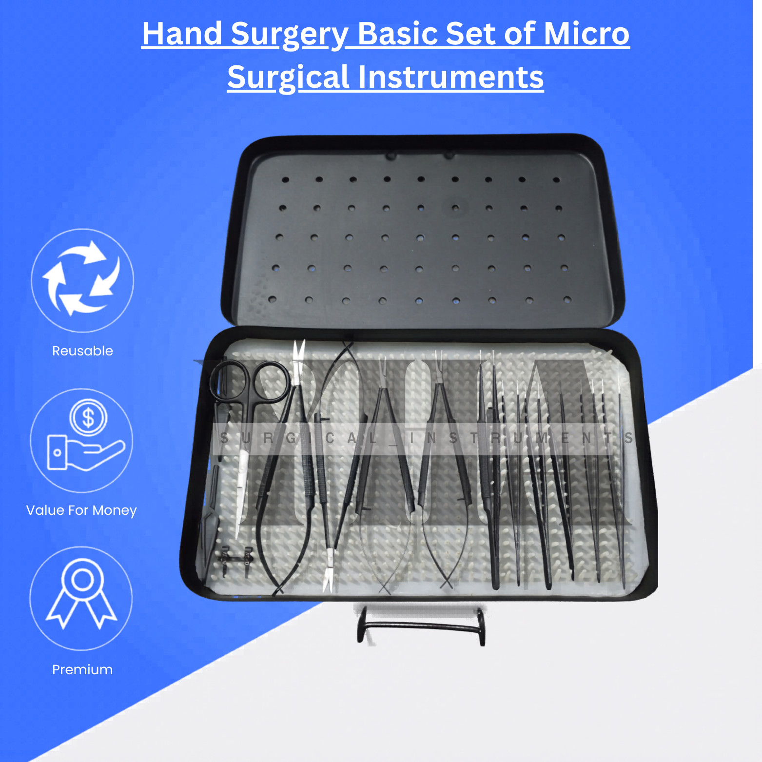 Basic Hand Surgery Set of Micro Surgical Instruments With case