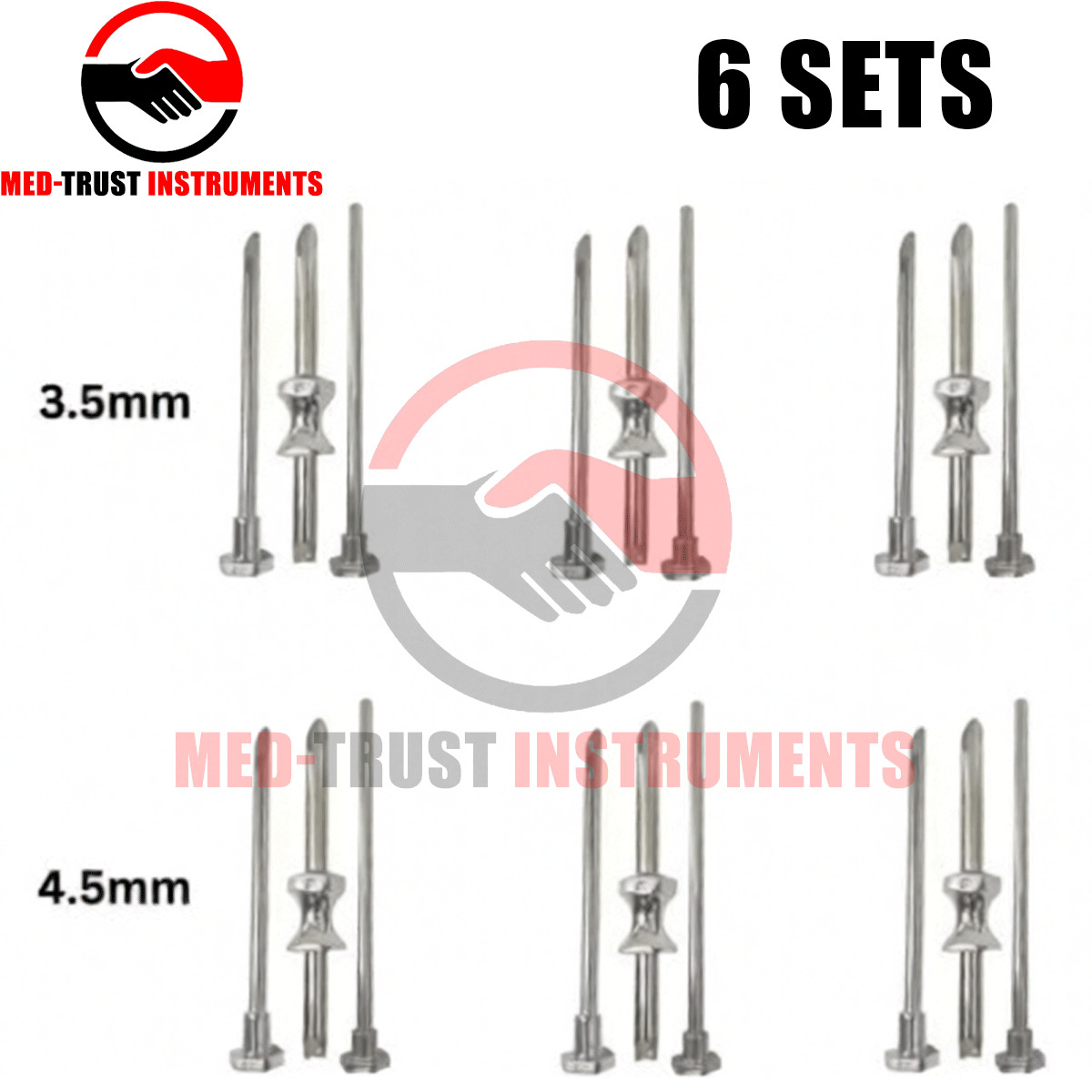 6 Sets HRT Trocar 3.5 mm and 4.5mm Hormone Replacement Pellet Insertion Kit