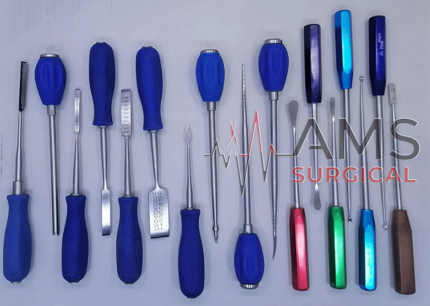Spine Vertebra Body Instruments Set Of 17 Pcs Silicon & Aluminum Anodized Handle
