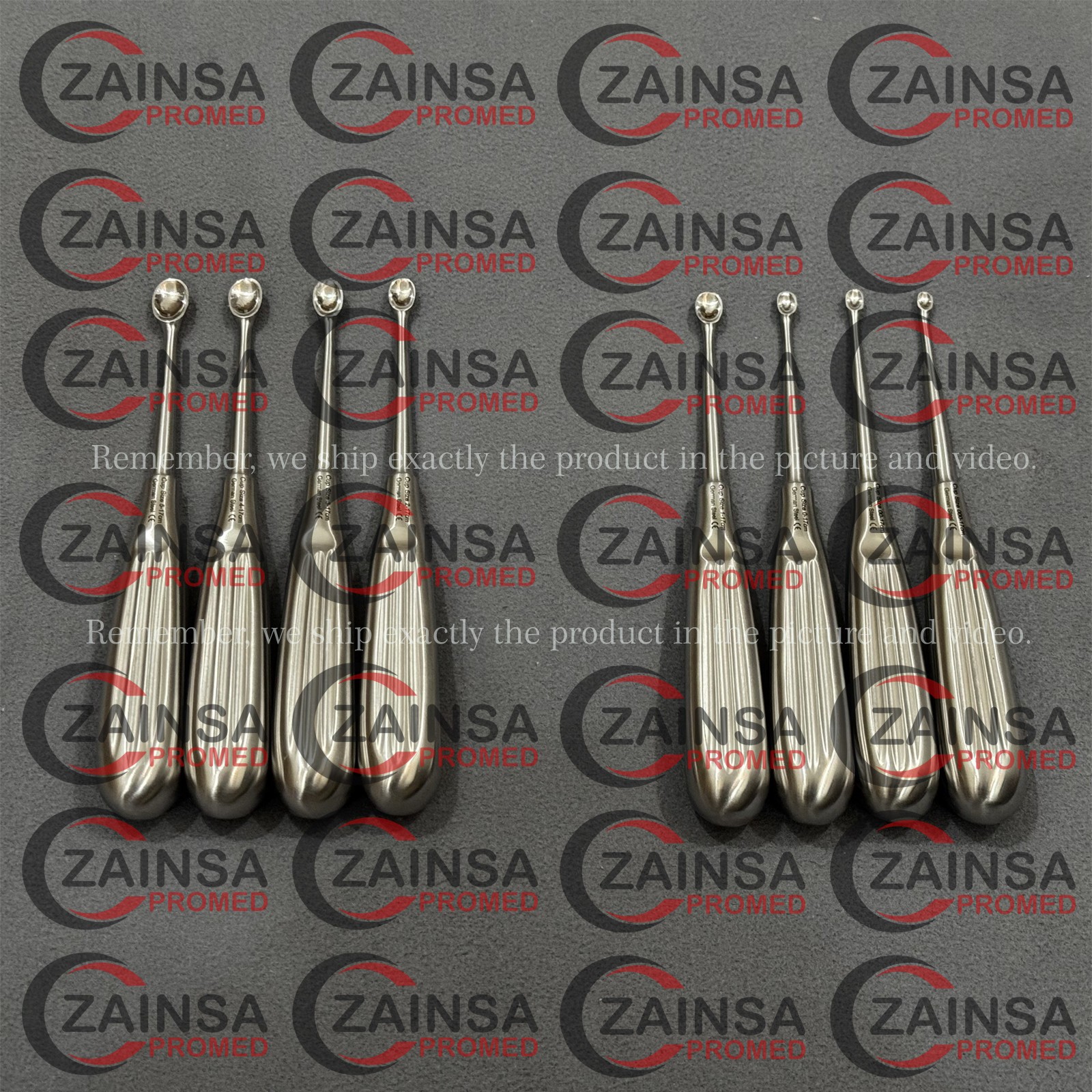 Volkmann Bone Curette Sharp Spoon Set of 9 PCs Dental Tissue Surgery