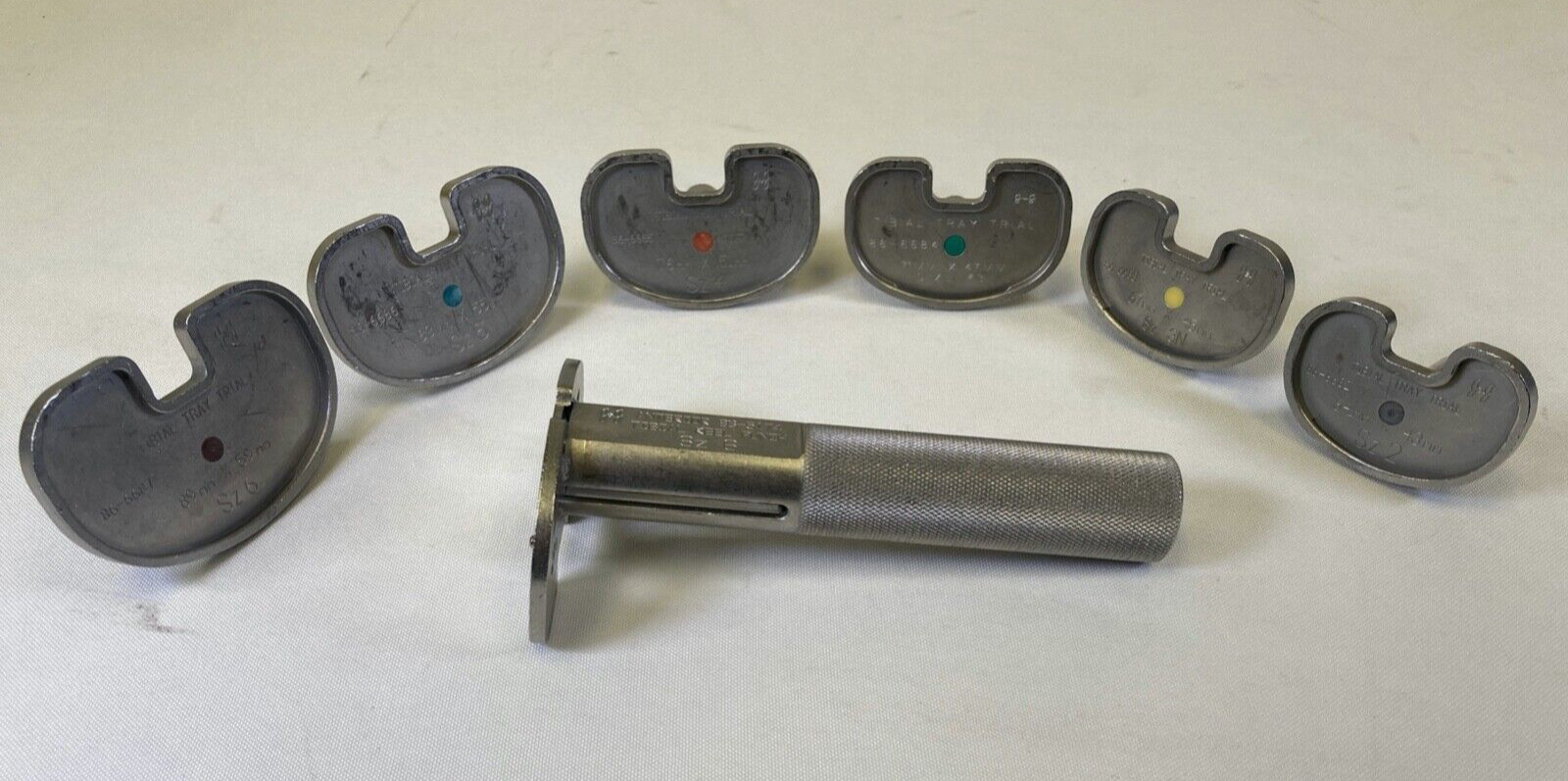 Set of 7 J&J Tibial Keel Punch Handle & Trial Sizers 2-6 Orthopedics Knee Trauma