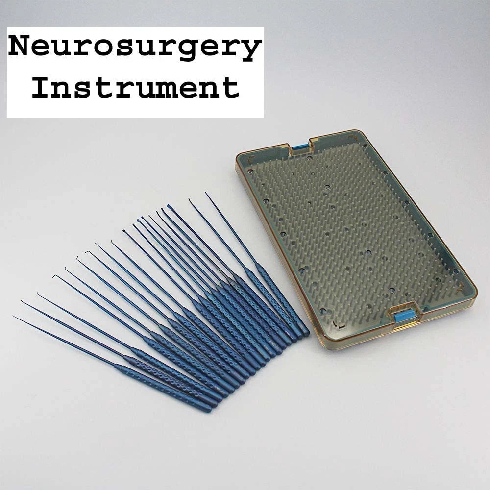 Neurosurgery Instrument Set Micro Dissector Hook Curette with Sterilizing Case
