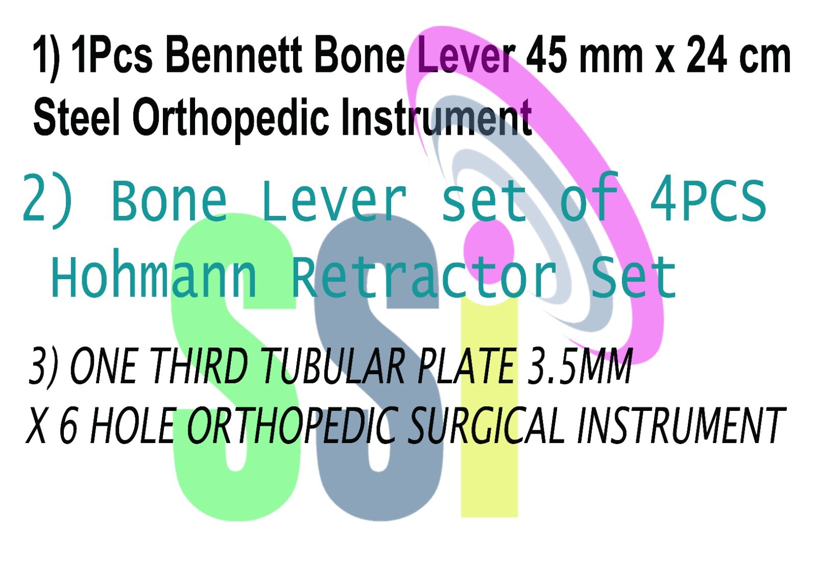 Bennett Bone Lever 45mm x24cm/Bone Lever Set of 4 Hohmann/ONE THIRD TUBULAR PLAT