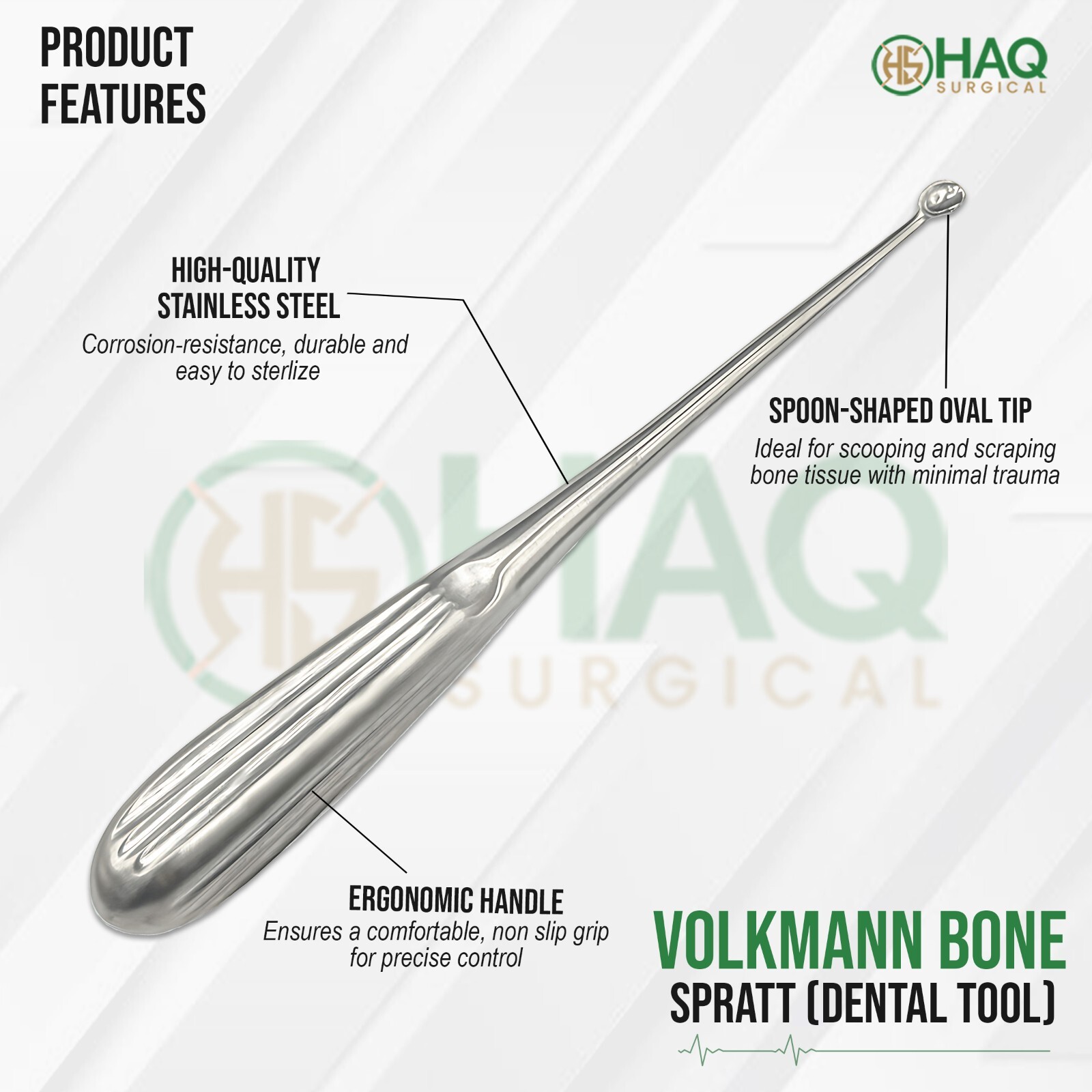 22Cm Volkmann Bone Curette Sharp Spoon Set Tissue Surgery Orthopedics Instrument