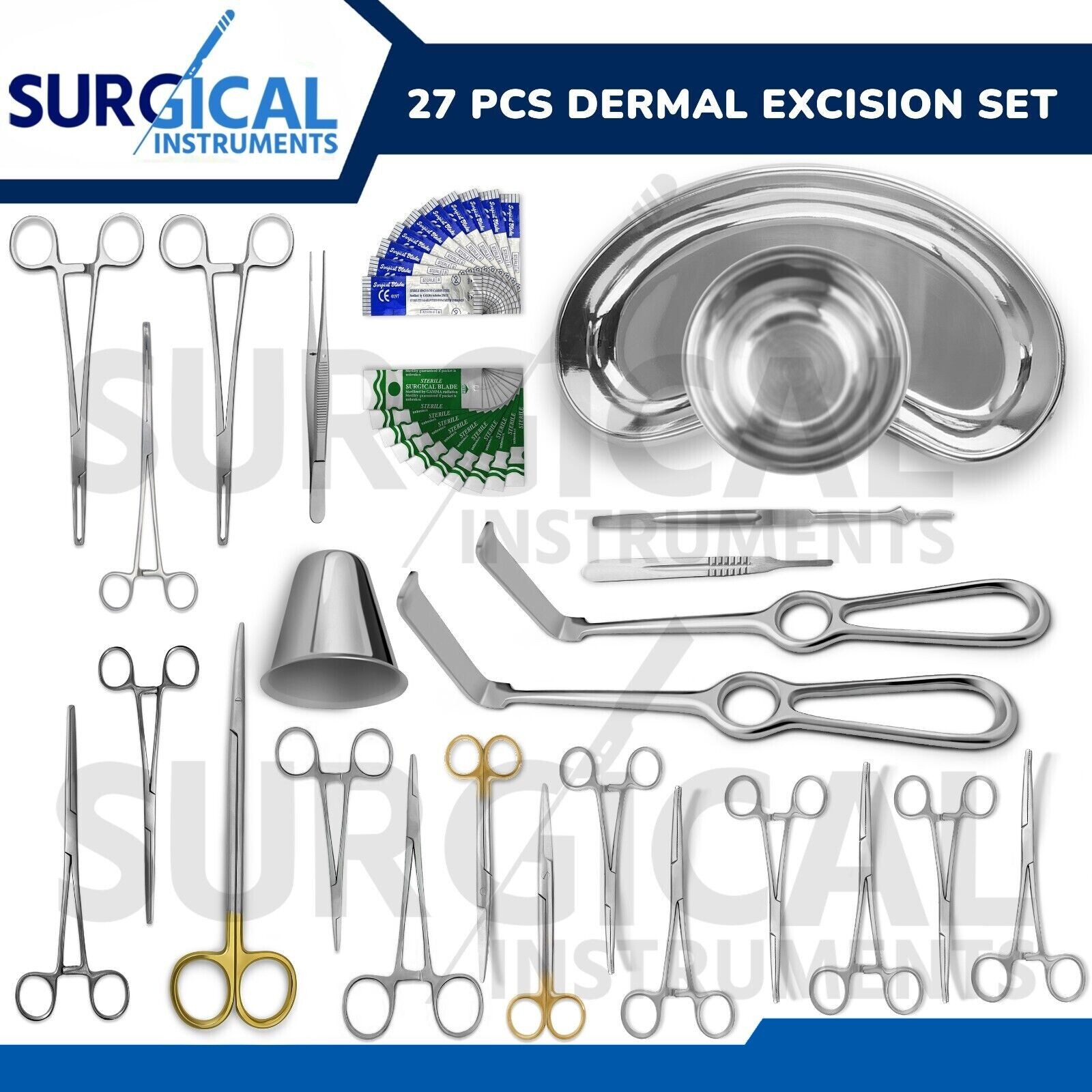 27 Pcs Comprehensive Basic Dermal Excision (Debridement) Set Surgical Instrument
