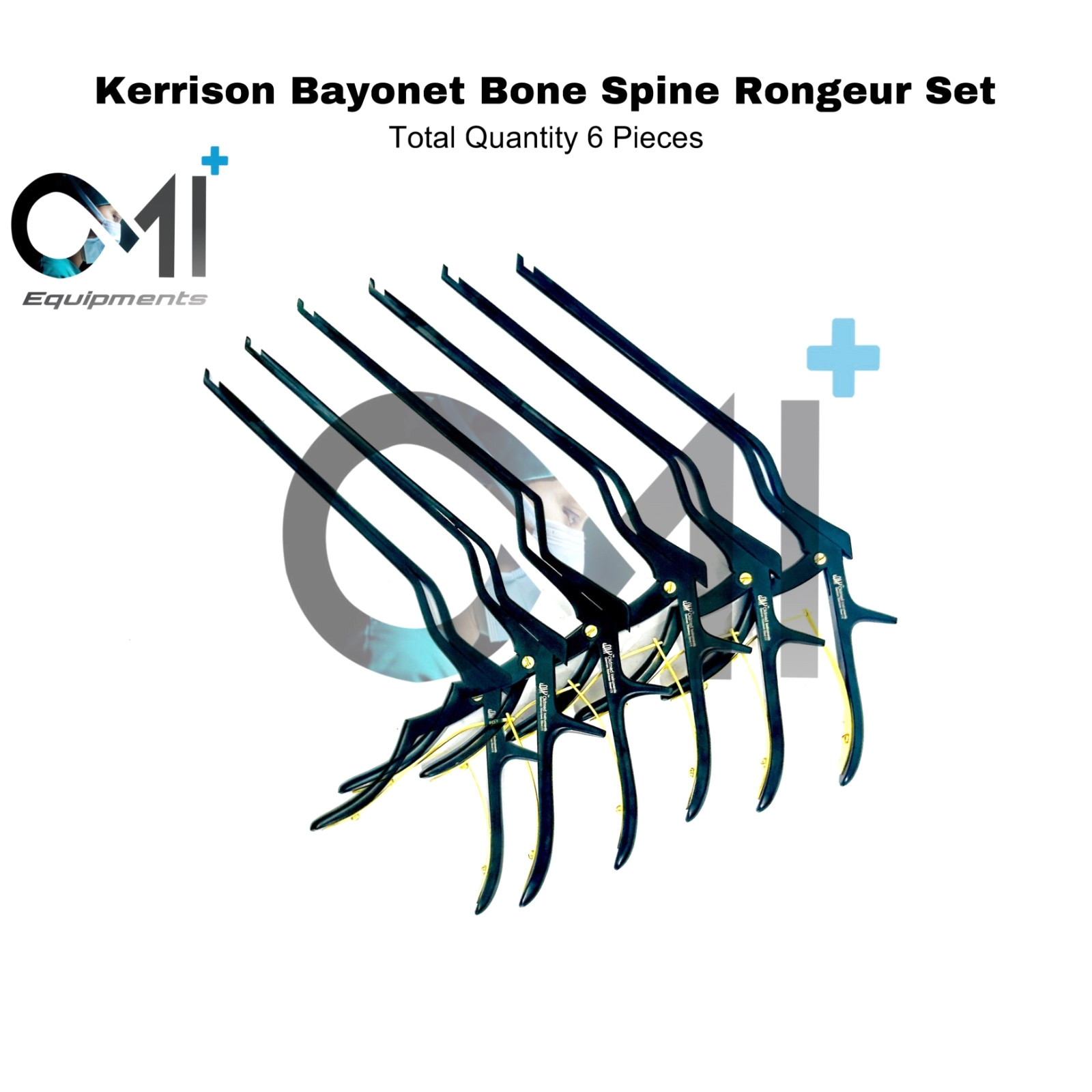 Kerrison Bayonet Bone Spine Rongeur, German Orthopedic Instruments Set of 6 PCs