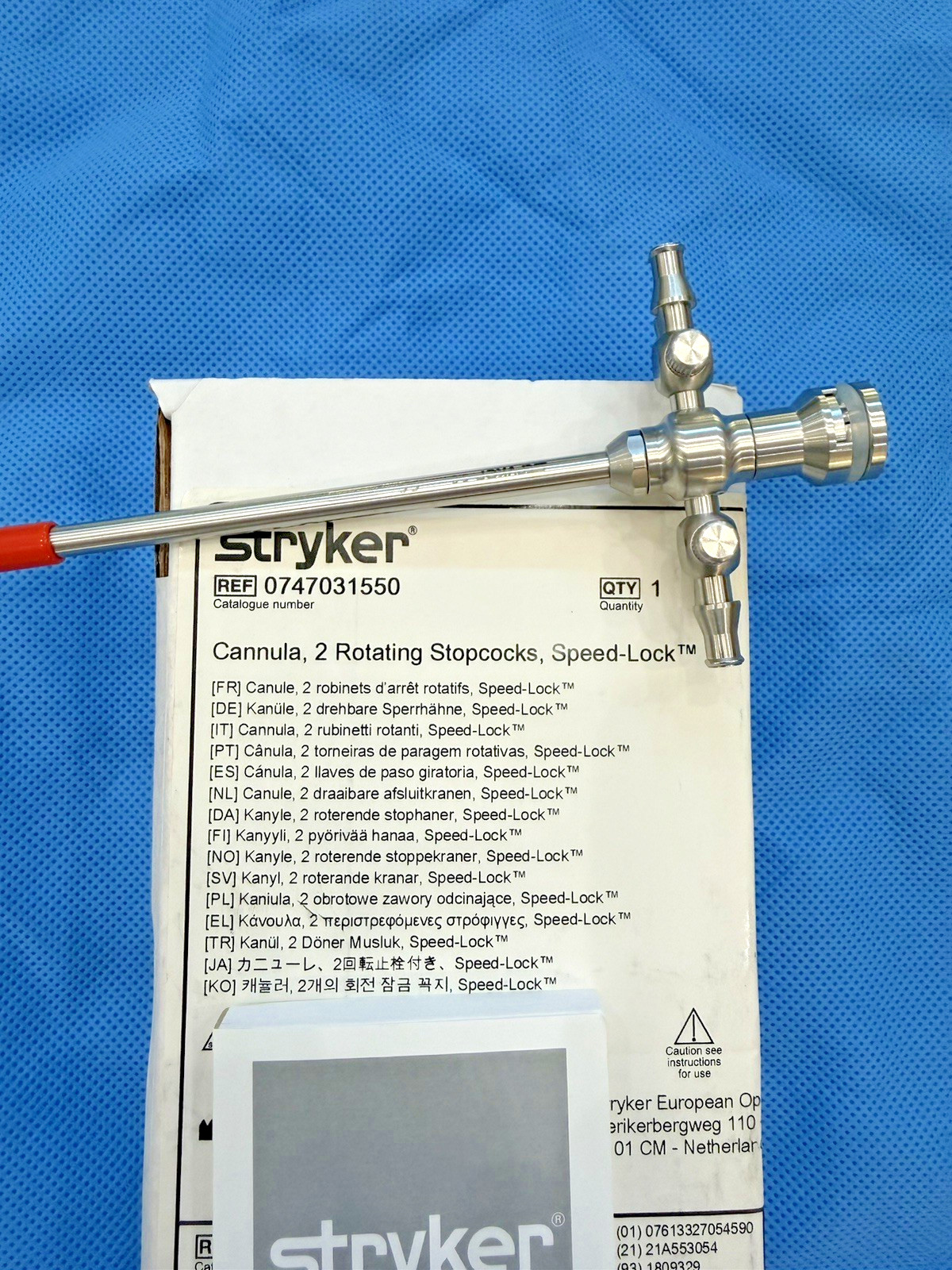 ✅STRYKER 747-031-550 Arthroscopy Cannula – 2 Stopcocks 5.8mm w/Trocar NEW IN BOX