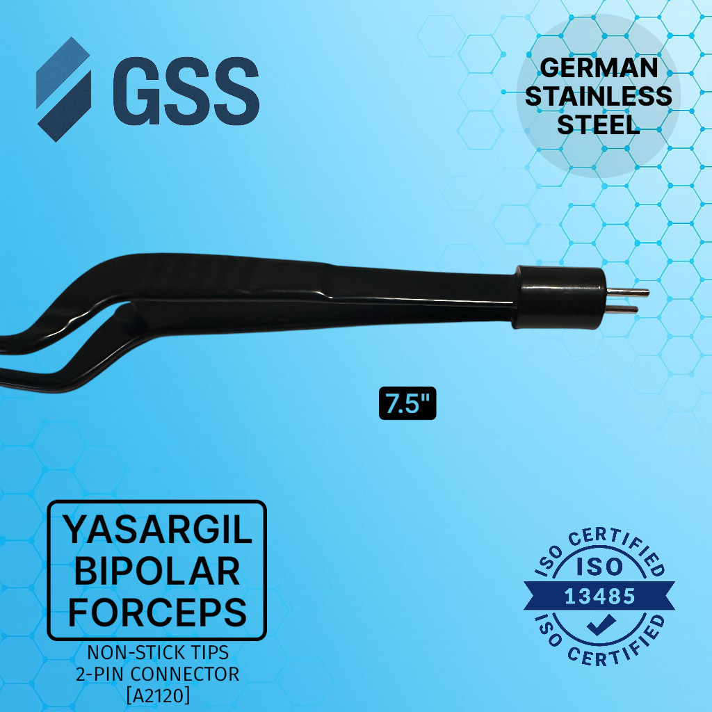 Yasargil Bipolar Forceps 7.5″ Bayonet Non-Stick Tips German Stainless Steel
