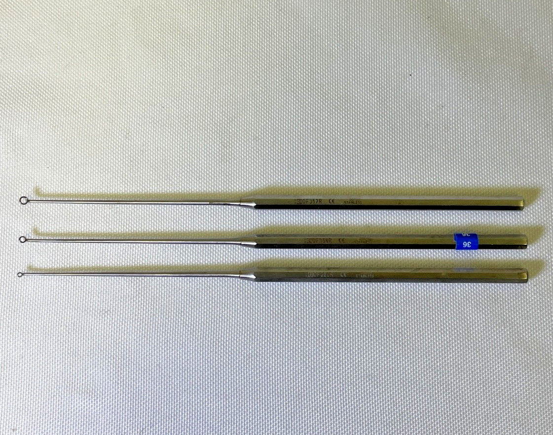 3 Piece Aesculap OF355R OF356R & OF357R Angled Tip Buck Ear Curettes Blunt ENT