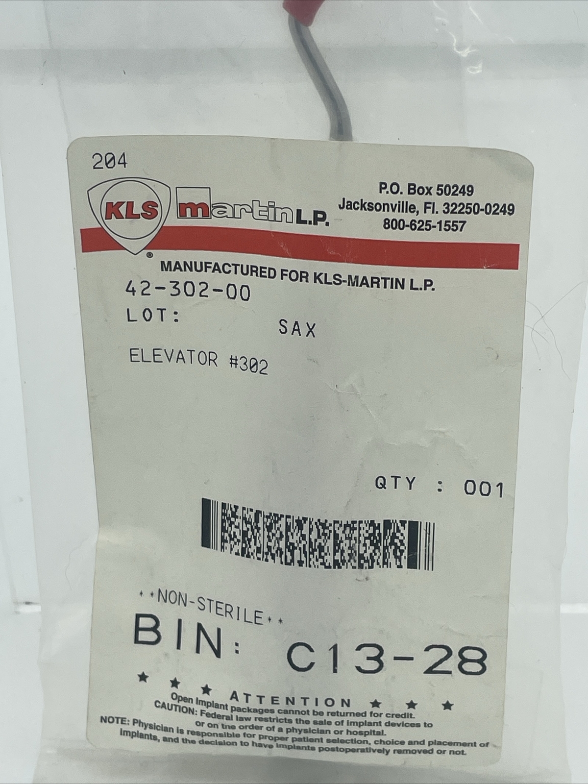 New KLS Martin Surgical Elevator #302 42-302-00 Dental Ch1726
